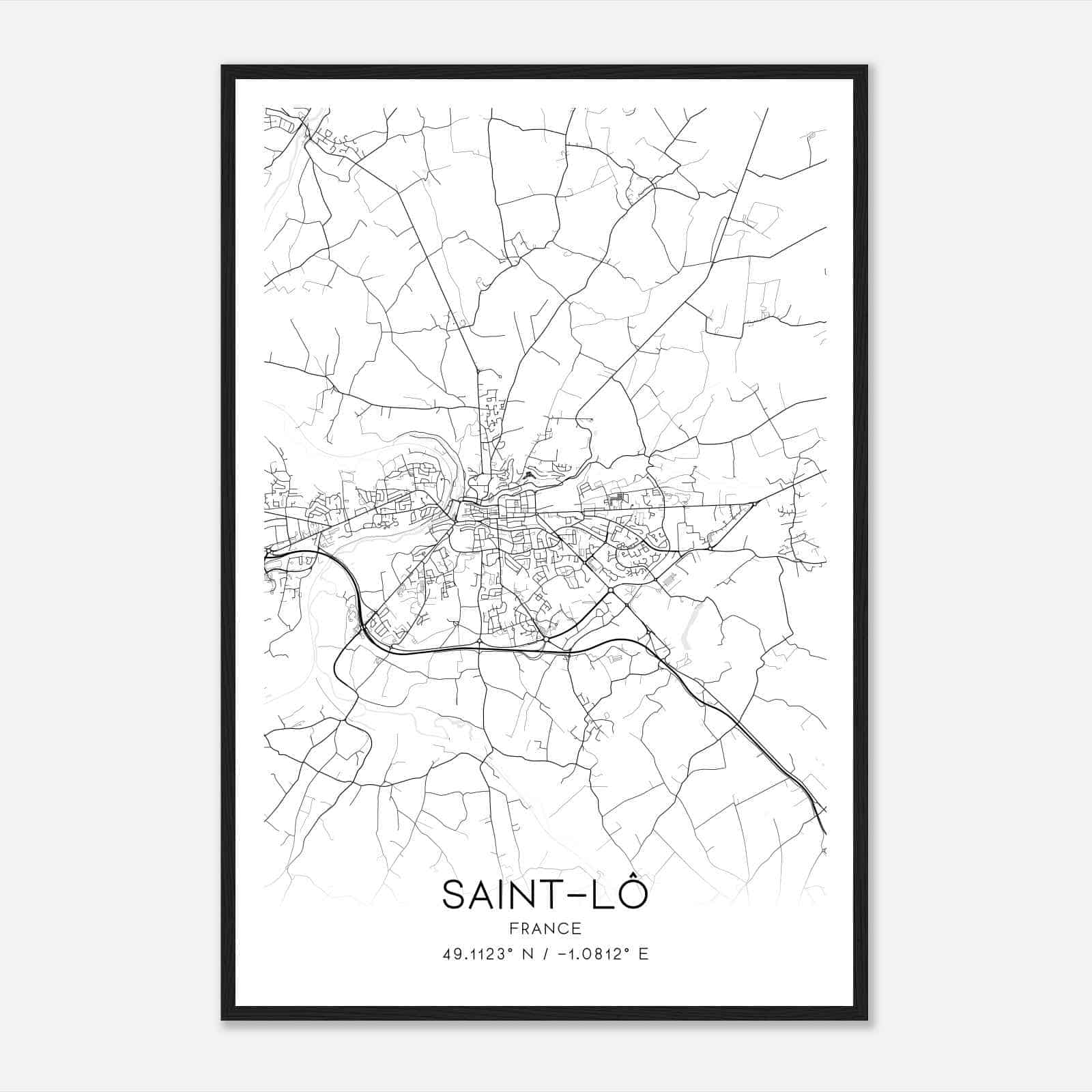 Saint-Lo France Map Poster, Modern Home Decor Wall Art Print