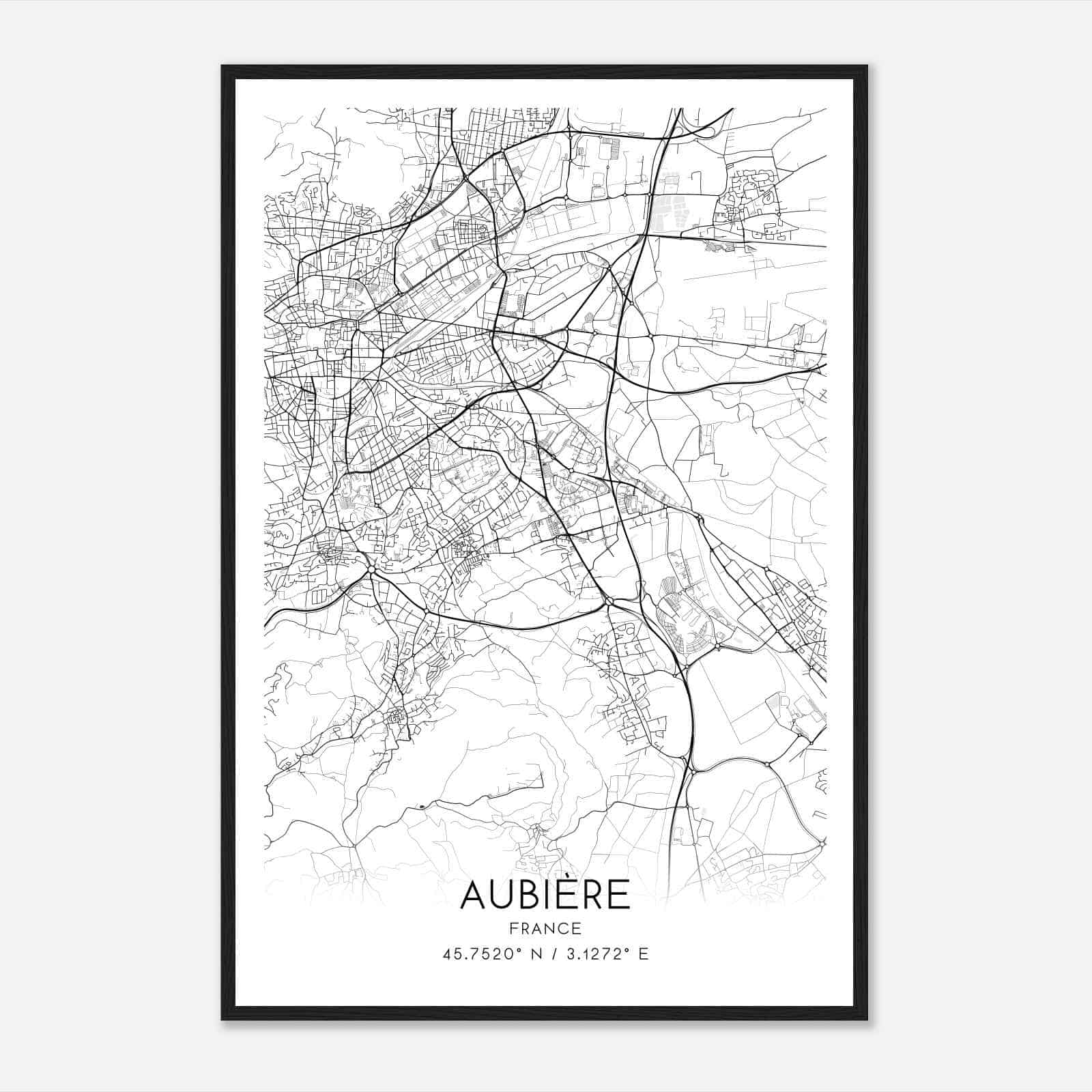 Aubiere France Map Poster, Modern Home Decor Wall Art Print