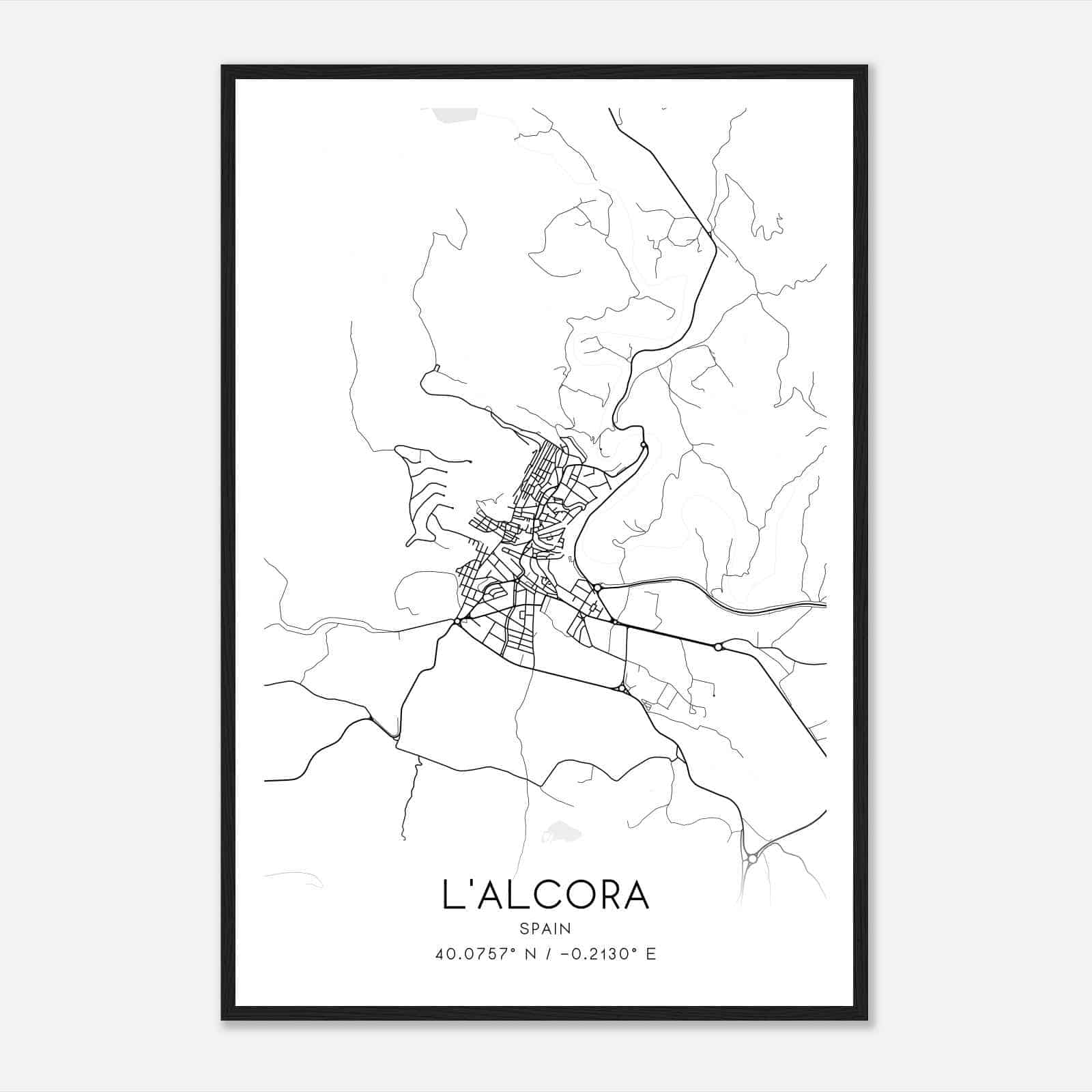 Alcora Spain Map Poster, Modern Home Decor Wall Art Print