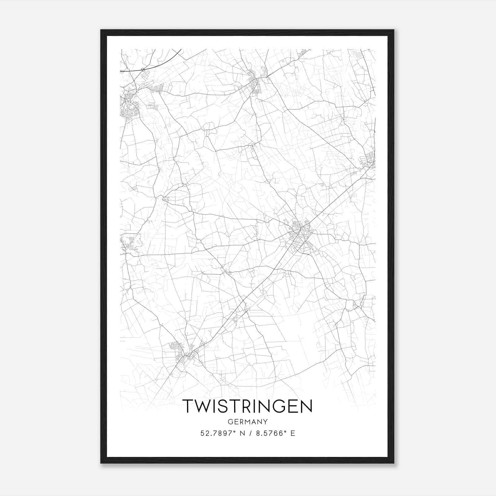 Twistringen Germany Map Poster, Modern Home Decor Wall Art Print