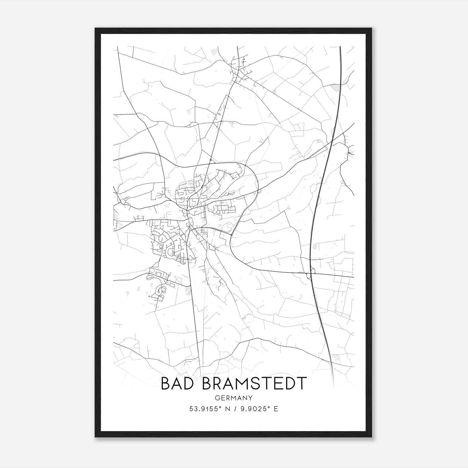 Bad Bramstedt Germany Map Poster, Modern Home Decor Wall Art Print