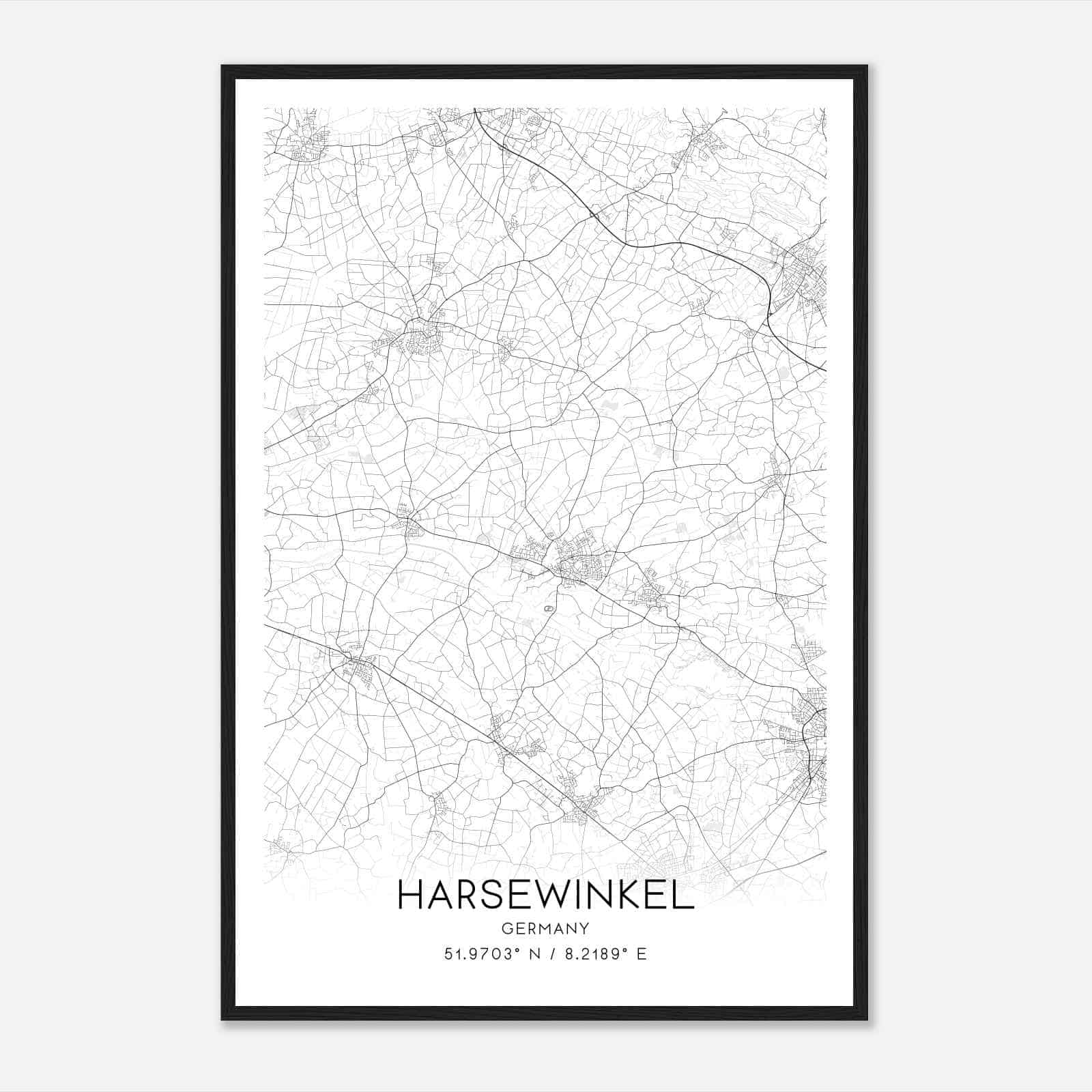 Harsewinkel Germany Map Poster, Modern Home Decor Wall Art Print