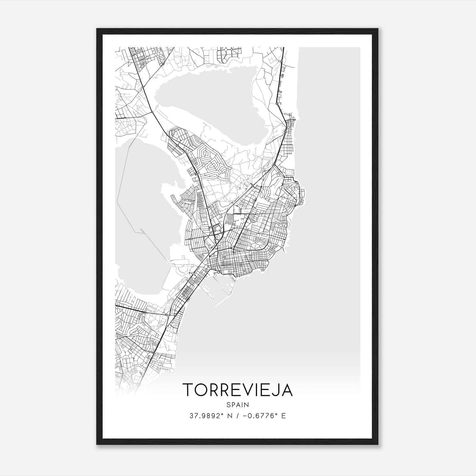Torrevieja Spain Map Poster, Modern Home Decor Wall Art Print