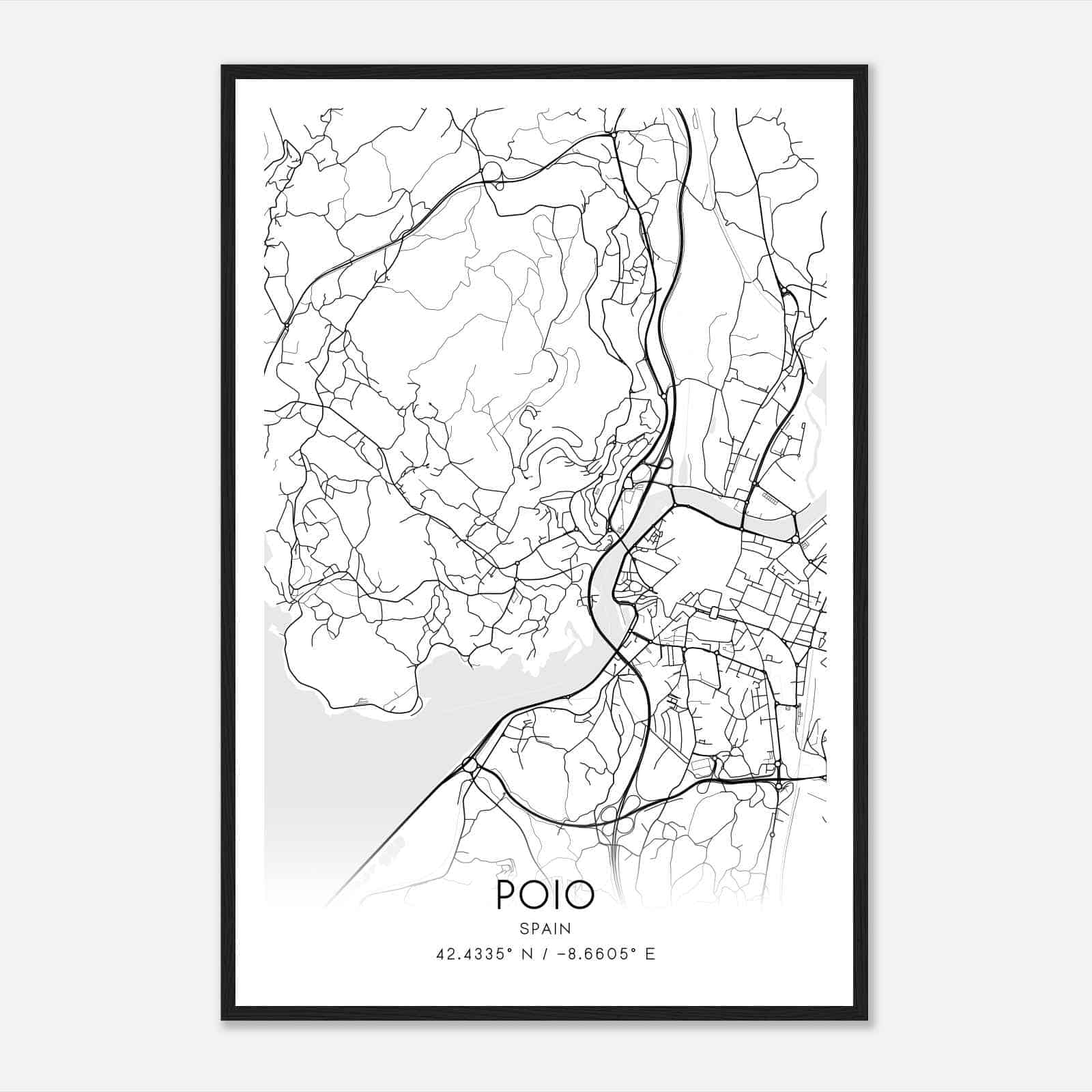 Poyo Spain Map Poster, Modern Home Decor Wall Art Print