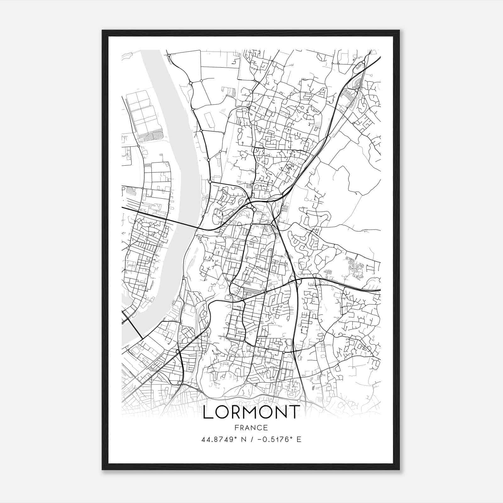 Lormont France Map Poster, Modern Home Decor Wall Art Print
