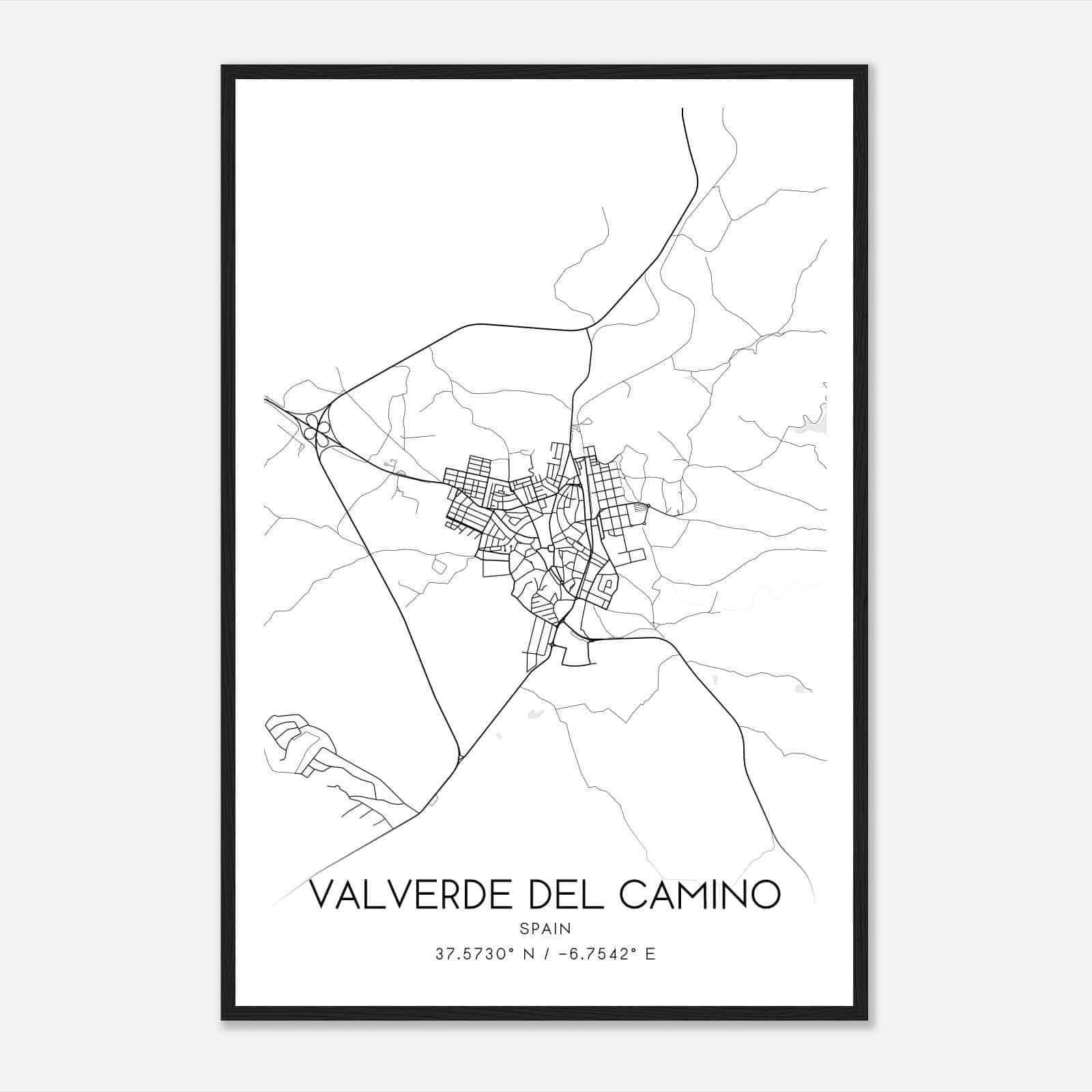 Valverde del Camino Spain Map Poster, Modern Home Decor Wall Art Print