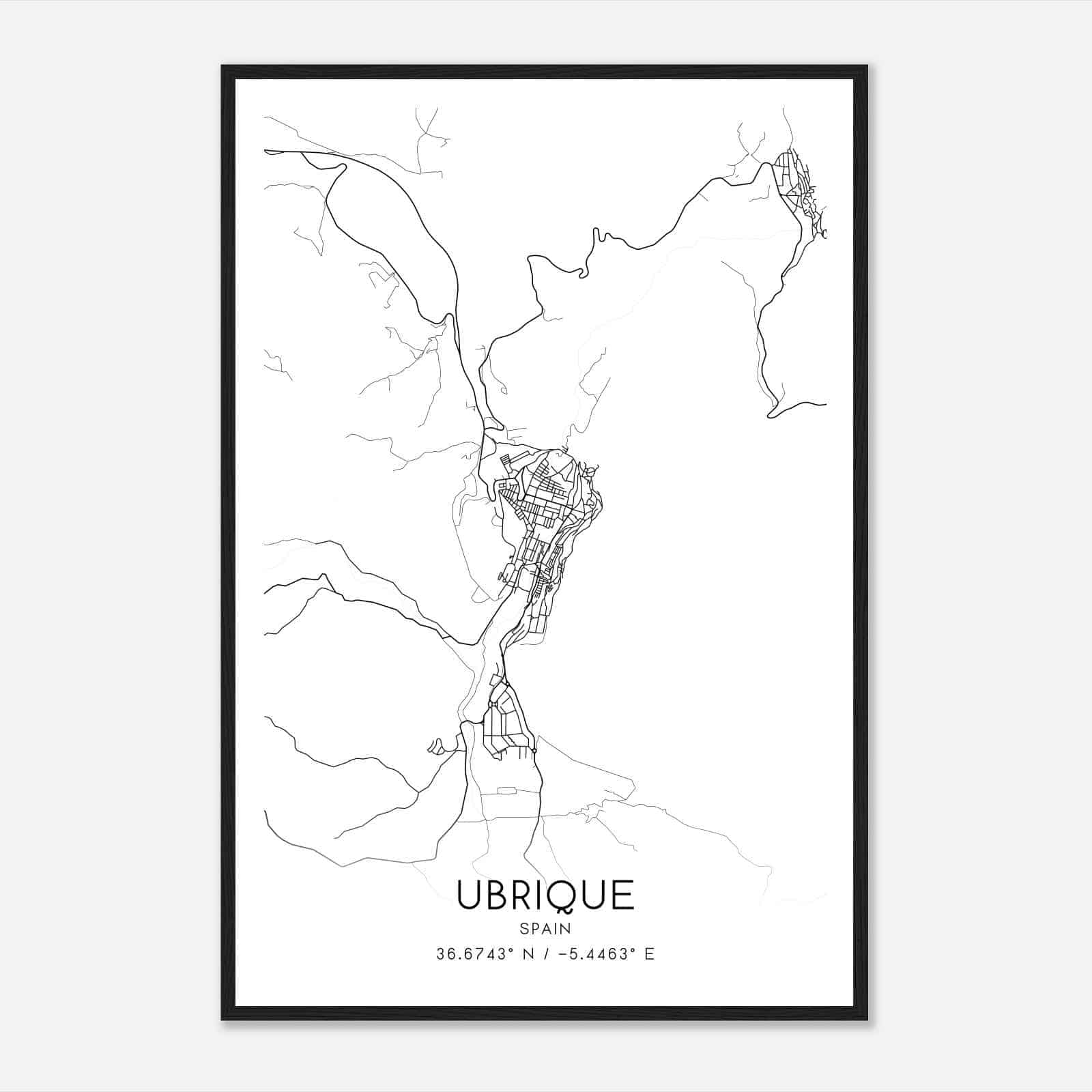 Ubrique Spain Map Poster, Modern Home Decor Wall Art Print