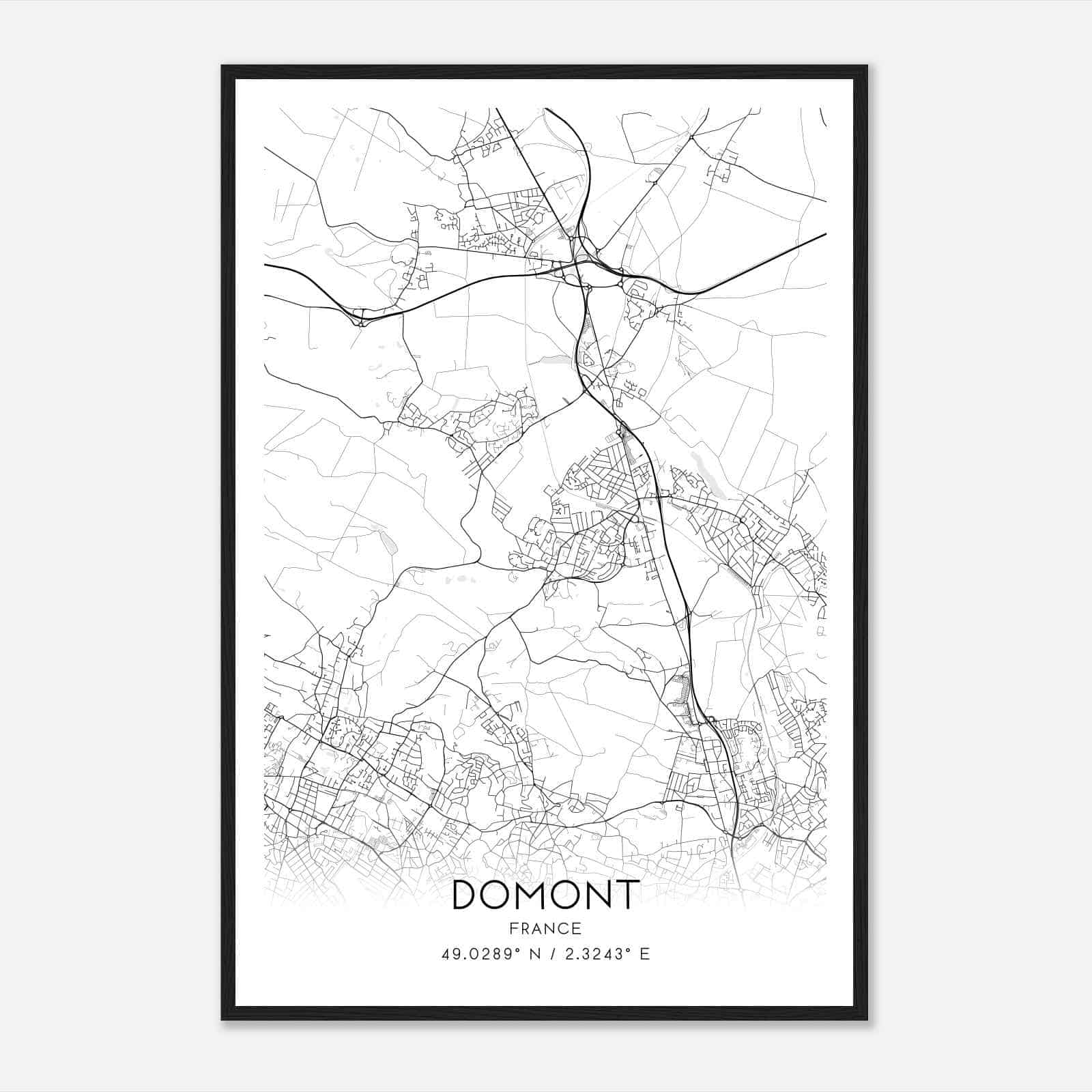 Domont France Map Poster, Modern Home Decor Wall Art Print