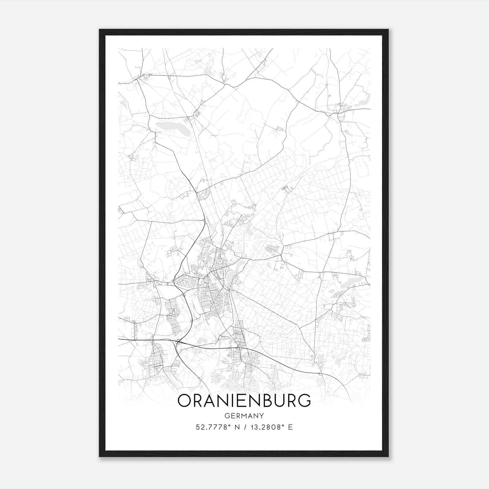 Oranienburg Germany Map Poster, Modern Home Decor Wall Art Print