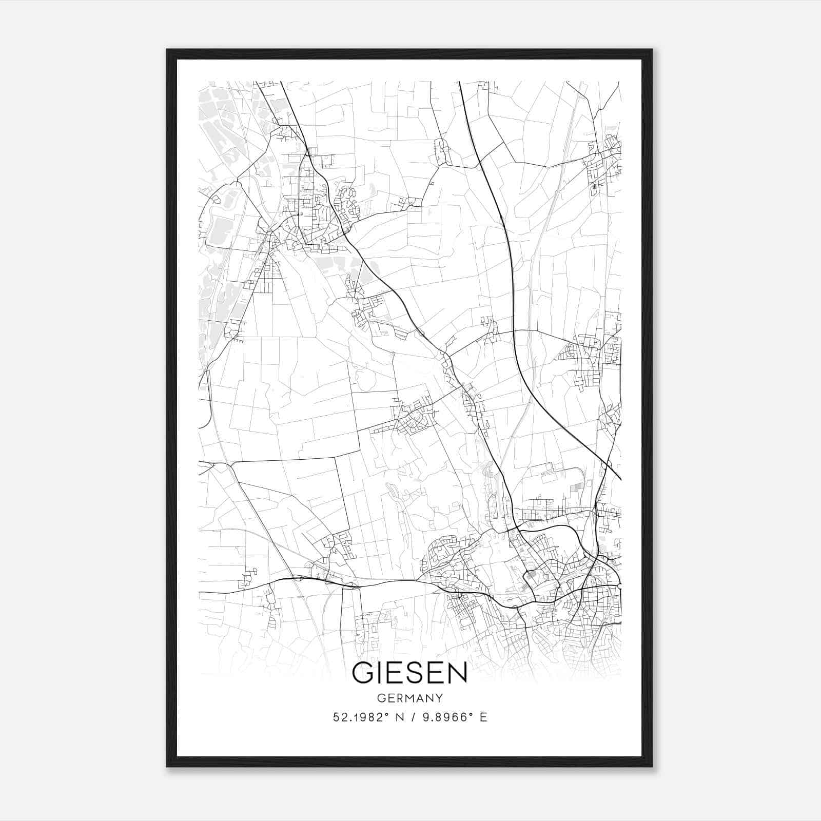 Giesen Germany Map Poster, Modern Home Decor Wall Art Print