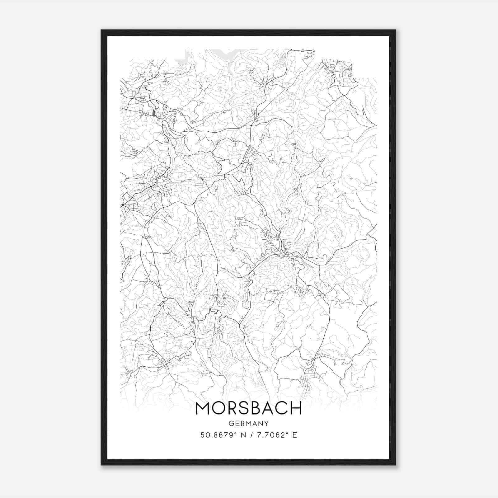 Morsbach Germany Map Poster, Modern Home Decor Wall Art Print