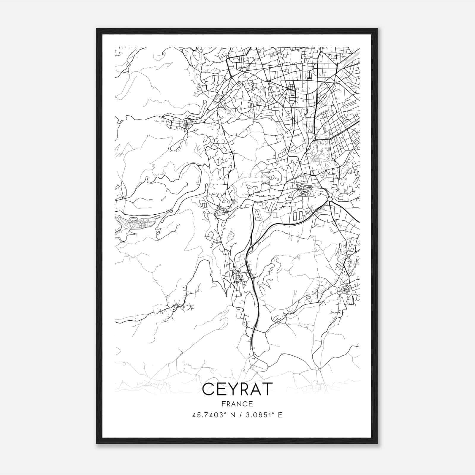 Ceyrat France Map Poster, Modern Home Decor Wall Art Print