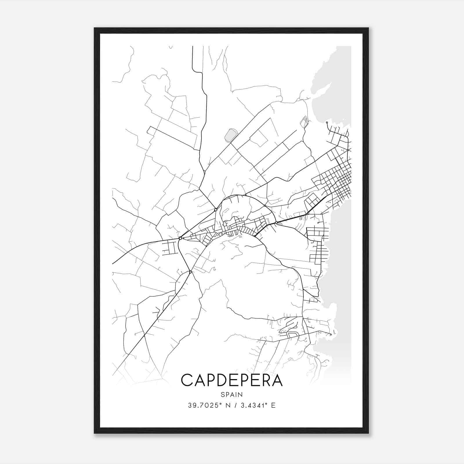 Capdepera Spain Map Poster, Modern Home Decor Wall Art Print