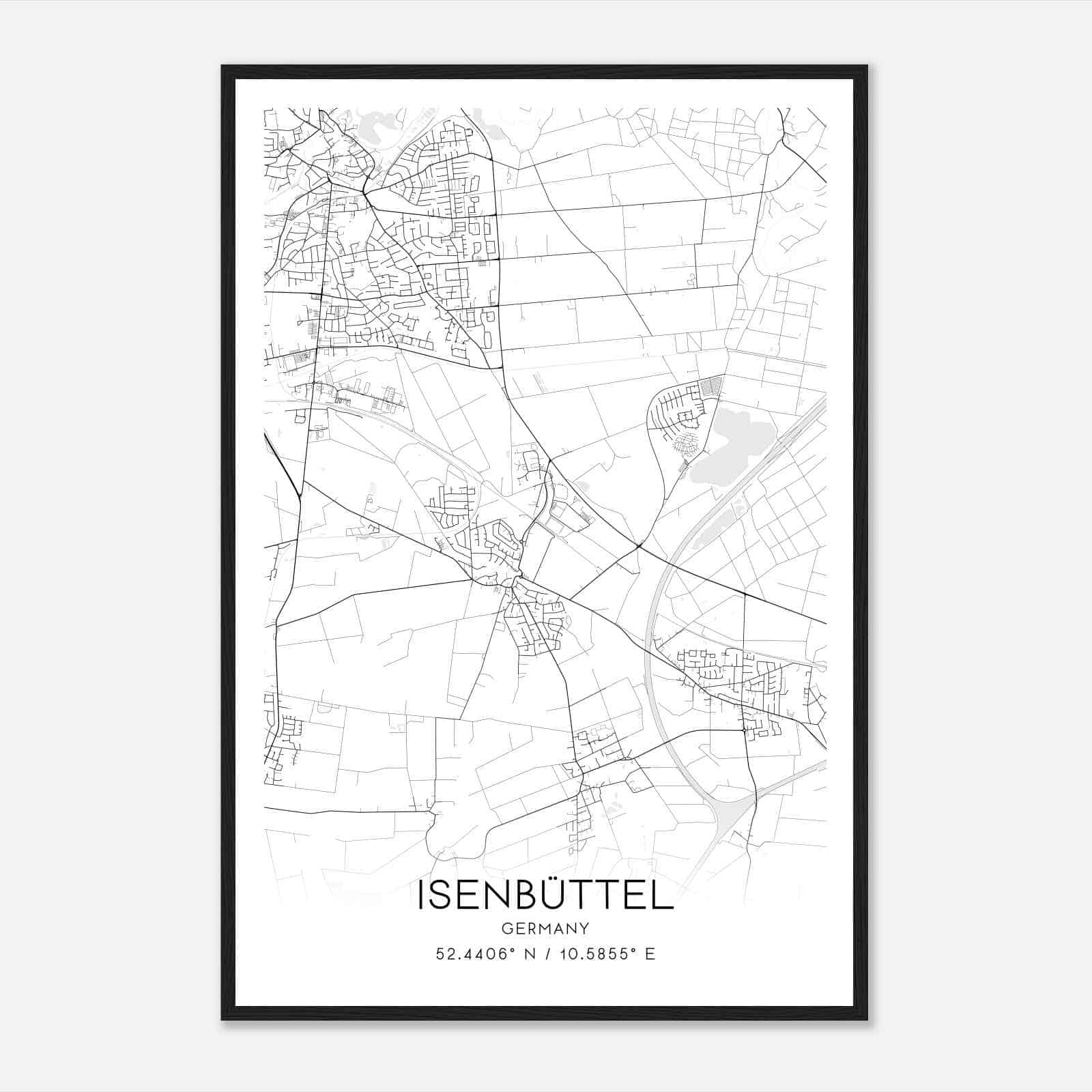 Isenbuttel Germany Map Poster, Modern Home Decor Wall Art Print