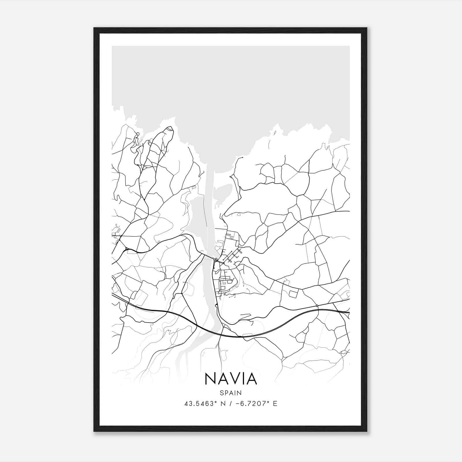 Navia Spain Map Poster, Modern Home Decor Wall Art Print
