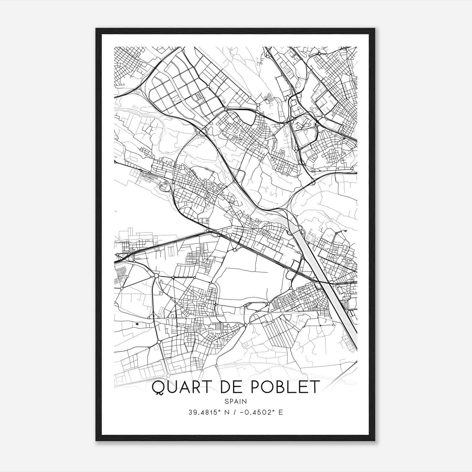 Cuart de Poblet Spain Map Poster, Modern Home Decor Wall Art Print