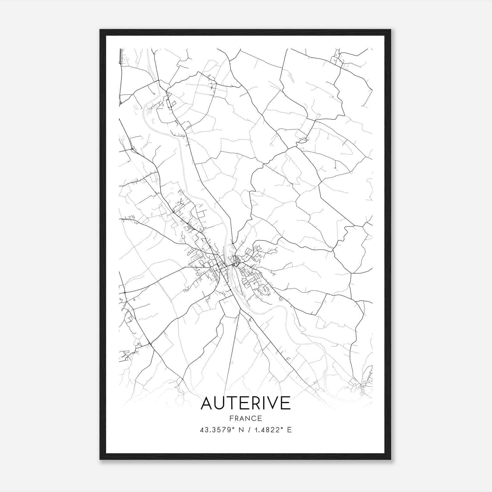 Auterive France Map Poster, Modern Home Decor Wall Art Print