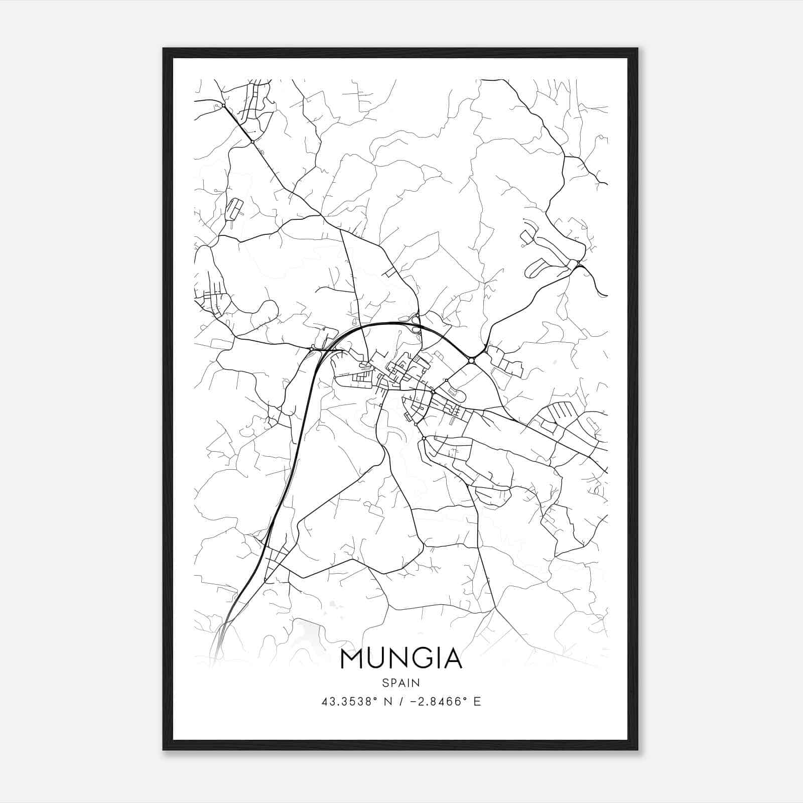 Munguia Spain Map Poster, Modern Home Decor Wall Art Print