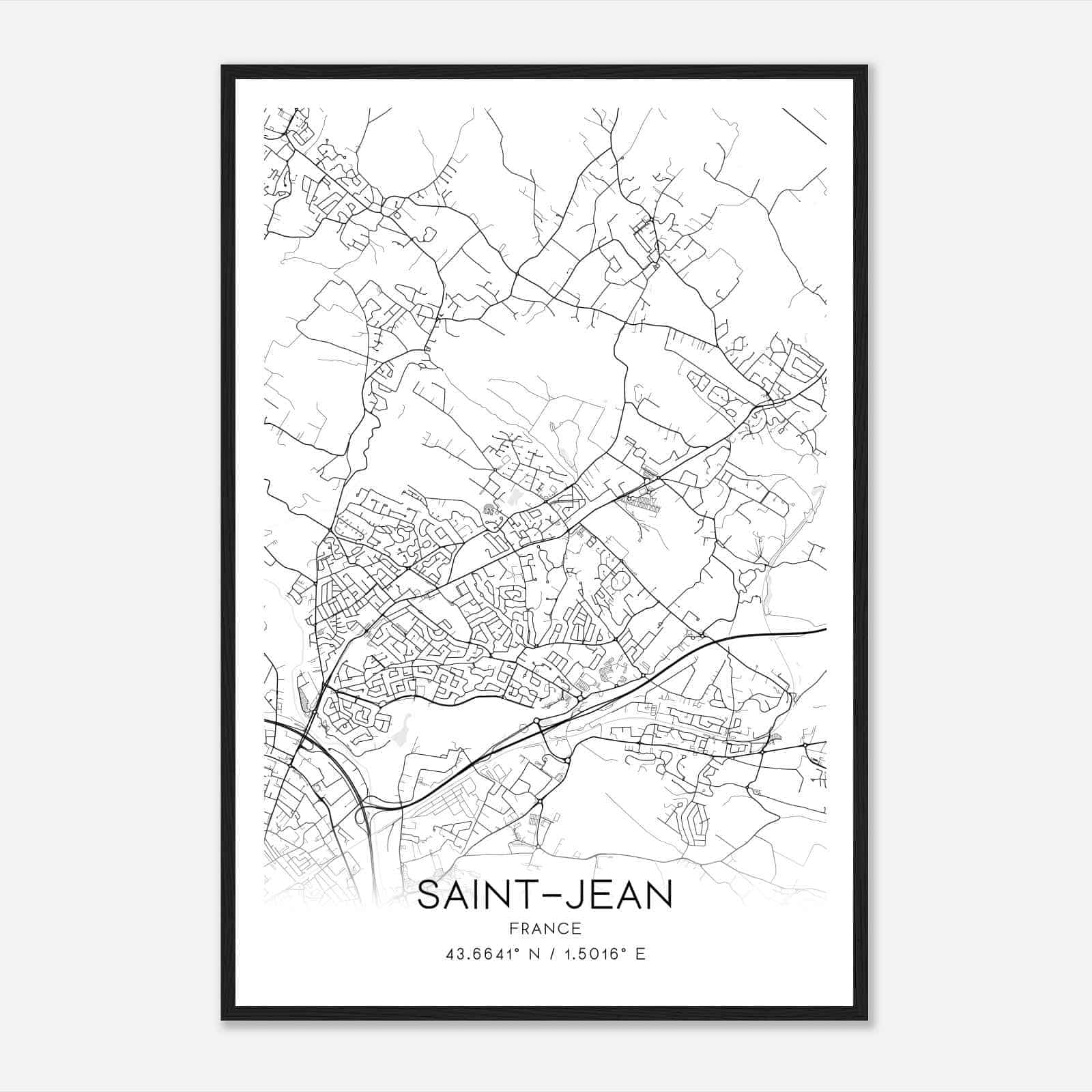 Saint-Jean France Map Poster, Modern Home Decor Wall Art Print