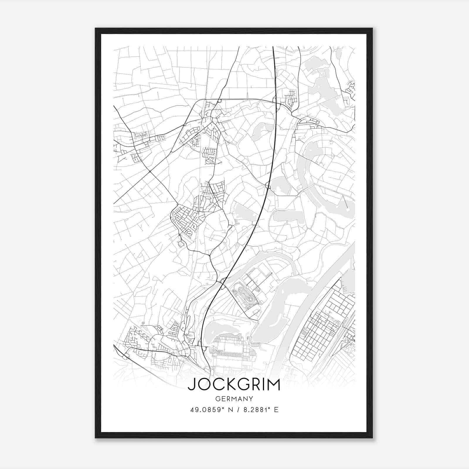 Jockgrim Germany Map Poster, Modern Home Decor Wall Art Print