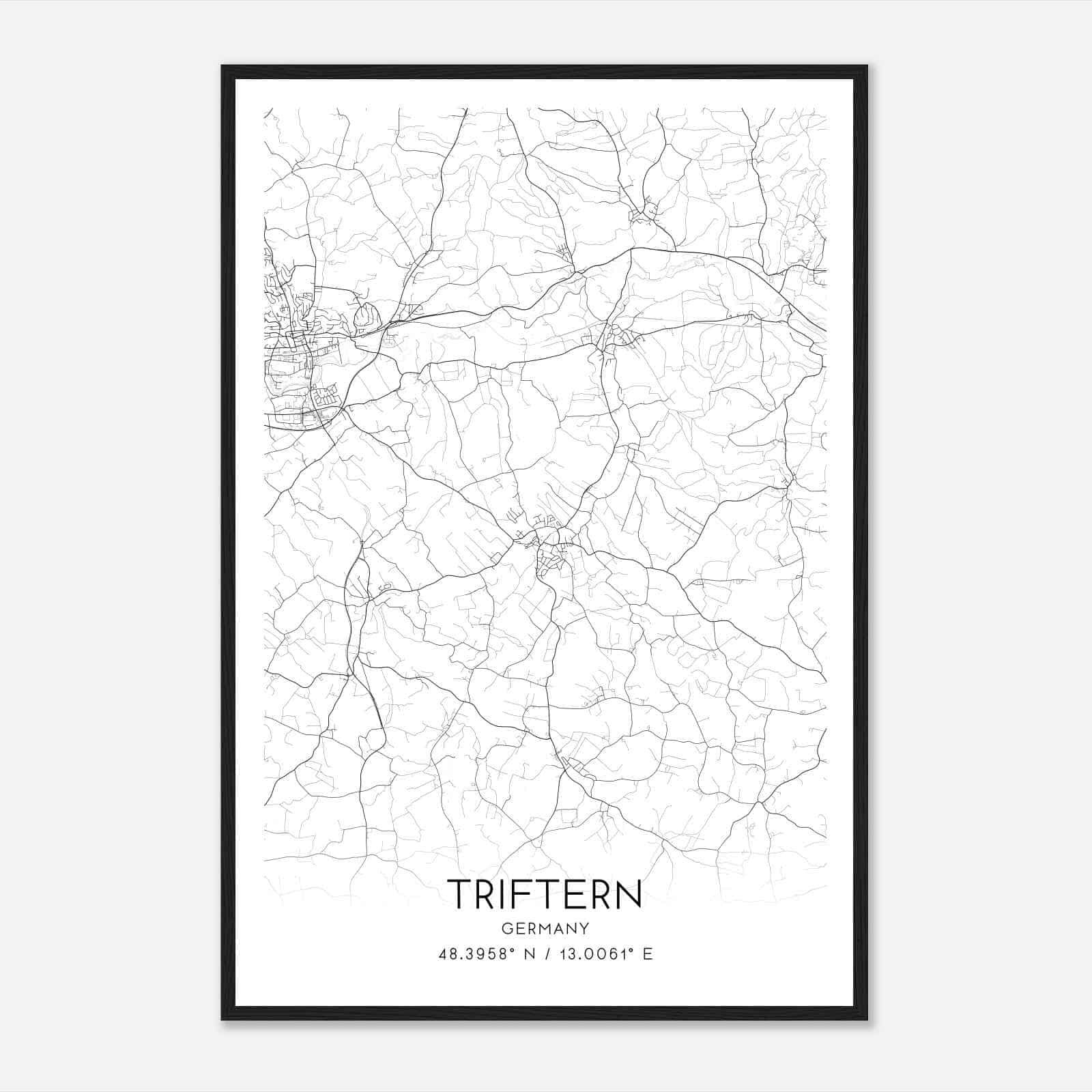 Triftern Germany Map Poster, Modern Home Decor Wall Art Print