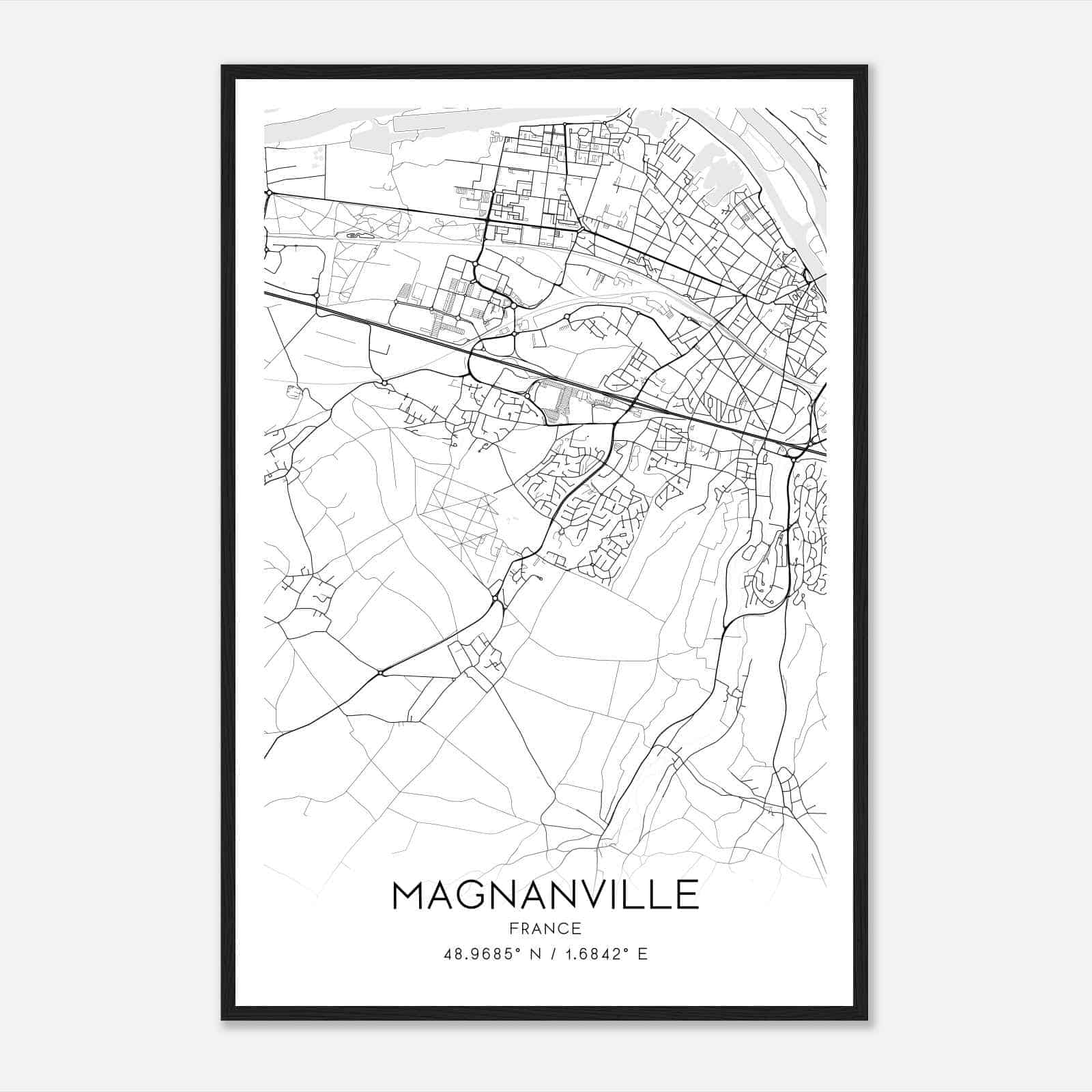 Magnanville France Map Poster, Modern Home Decor Wall Art Print Magnanville France Map Poster, Modern Home Decor Wall Art Print