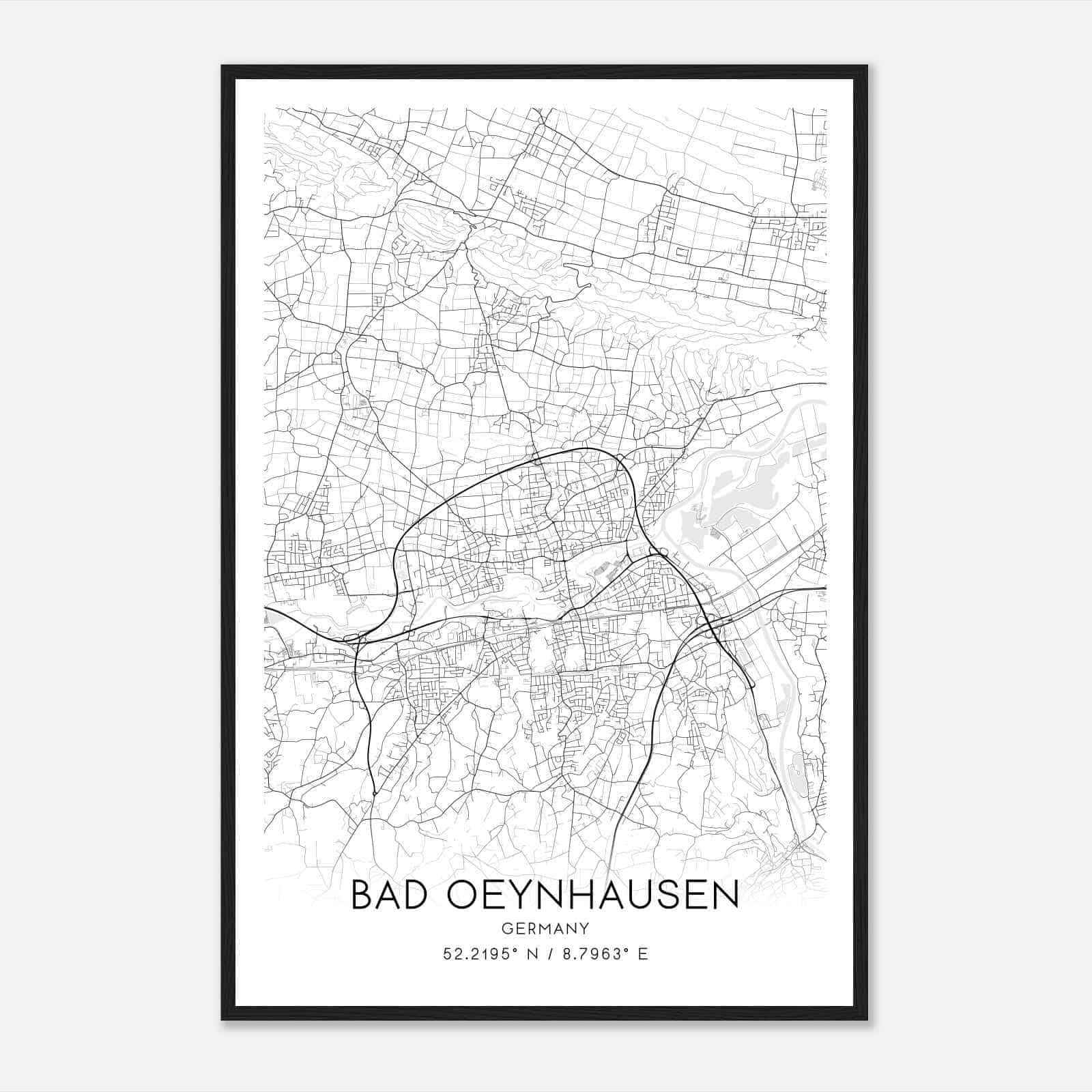 Bad Oeynhausen Germany Map Poster, Modern Home Decor Wall Art Print