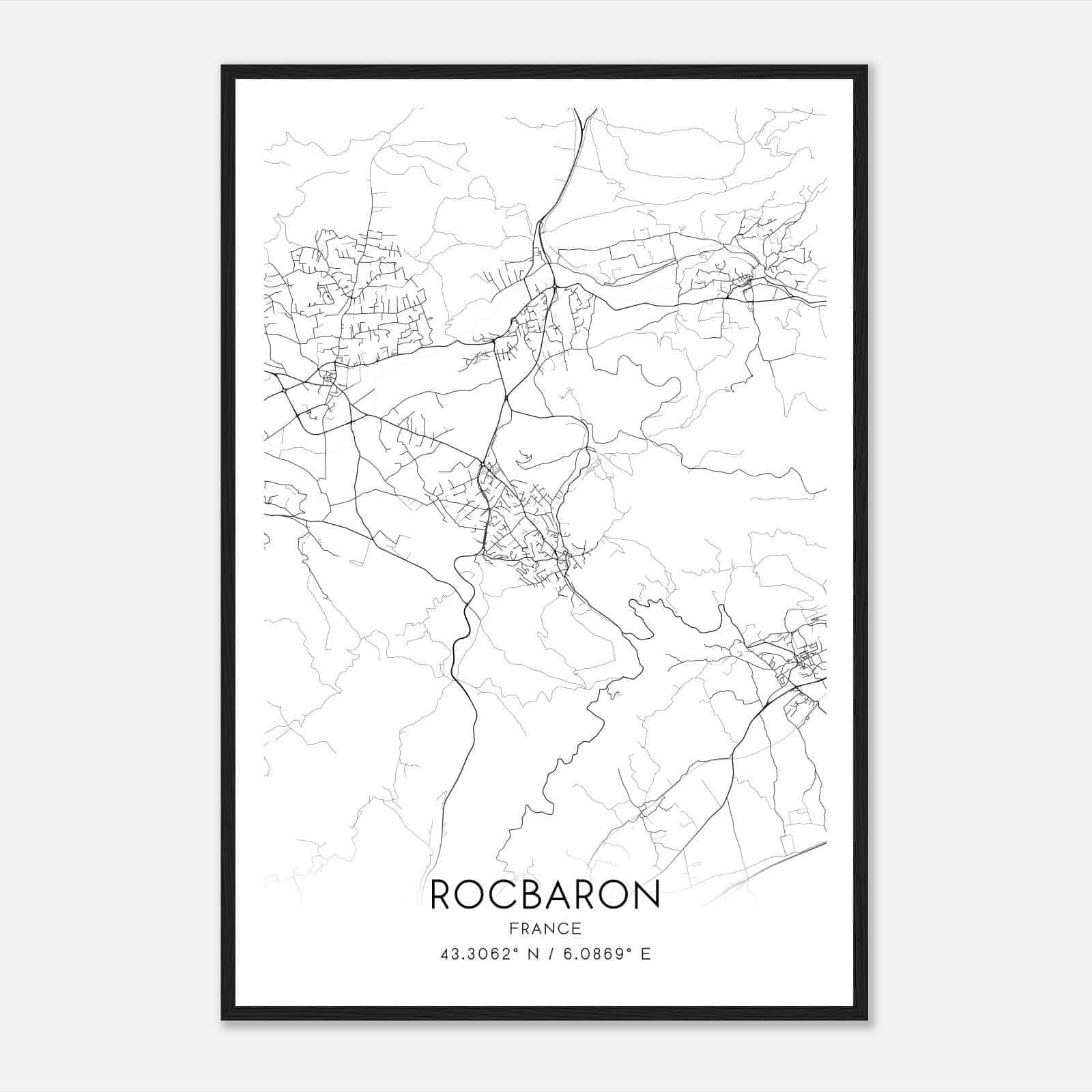 Rocbaron France Map Poster, Modern Home Decor Wall Art Print