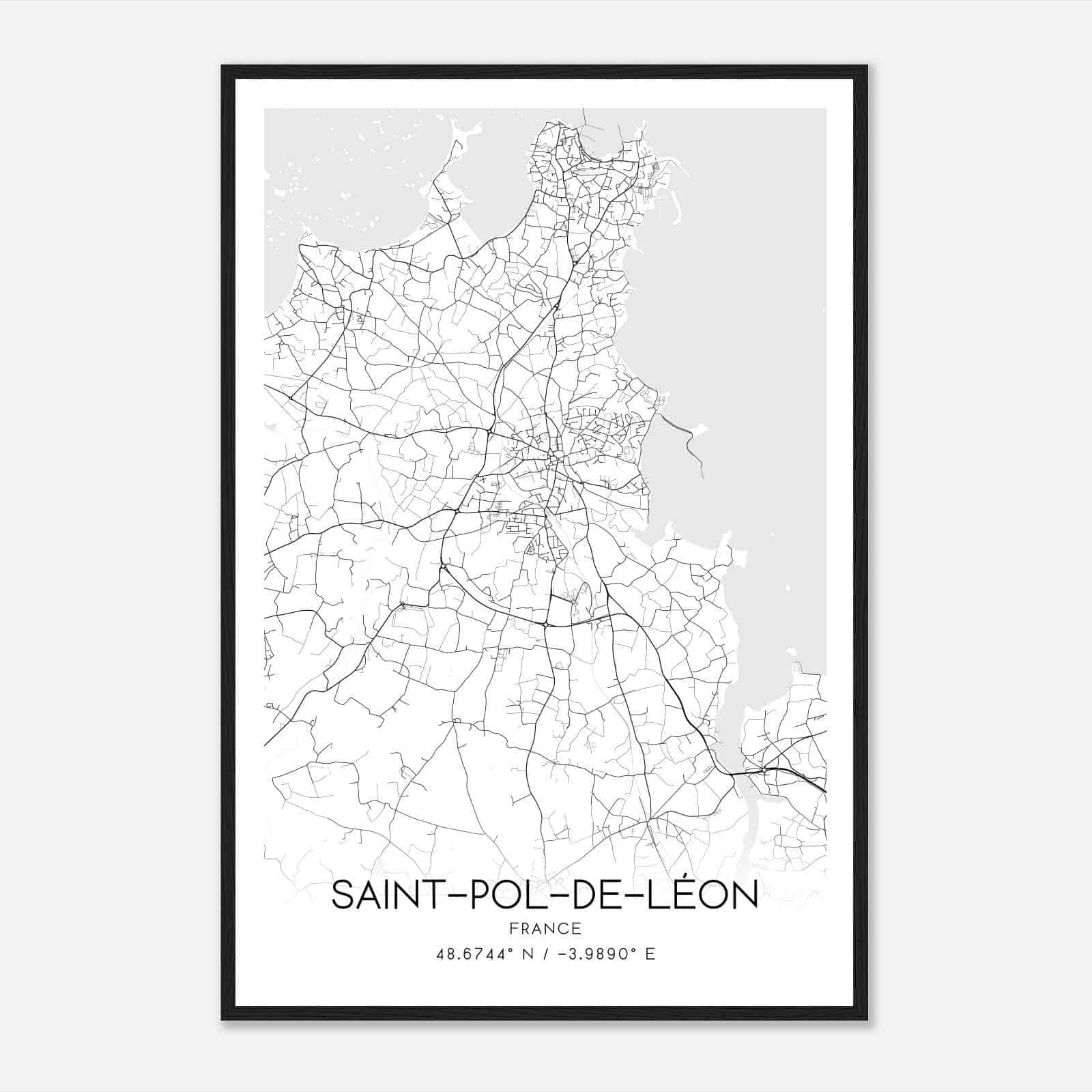 Saint-Pol-de-Leon France Map Poster, Modern Home Decor Wall Art Print
