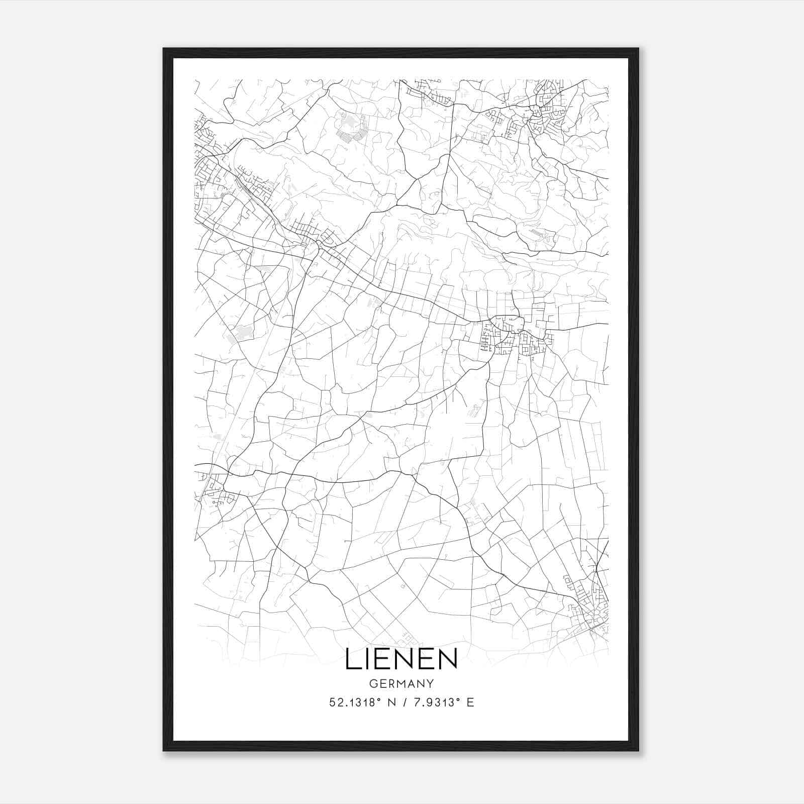 Lienen Germany Map Poster, Modern Home Decor Wall Art Print