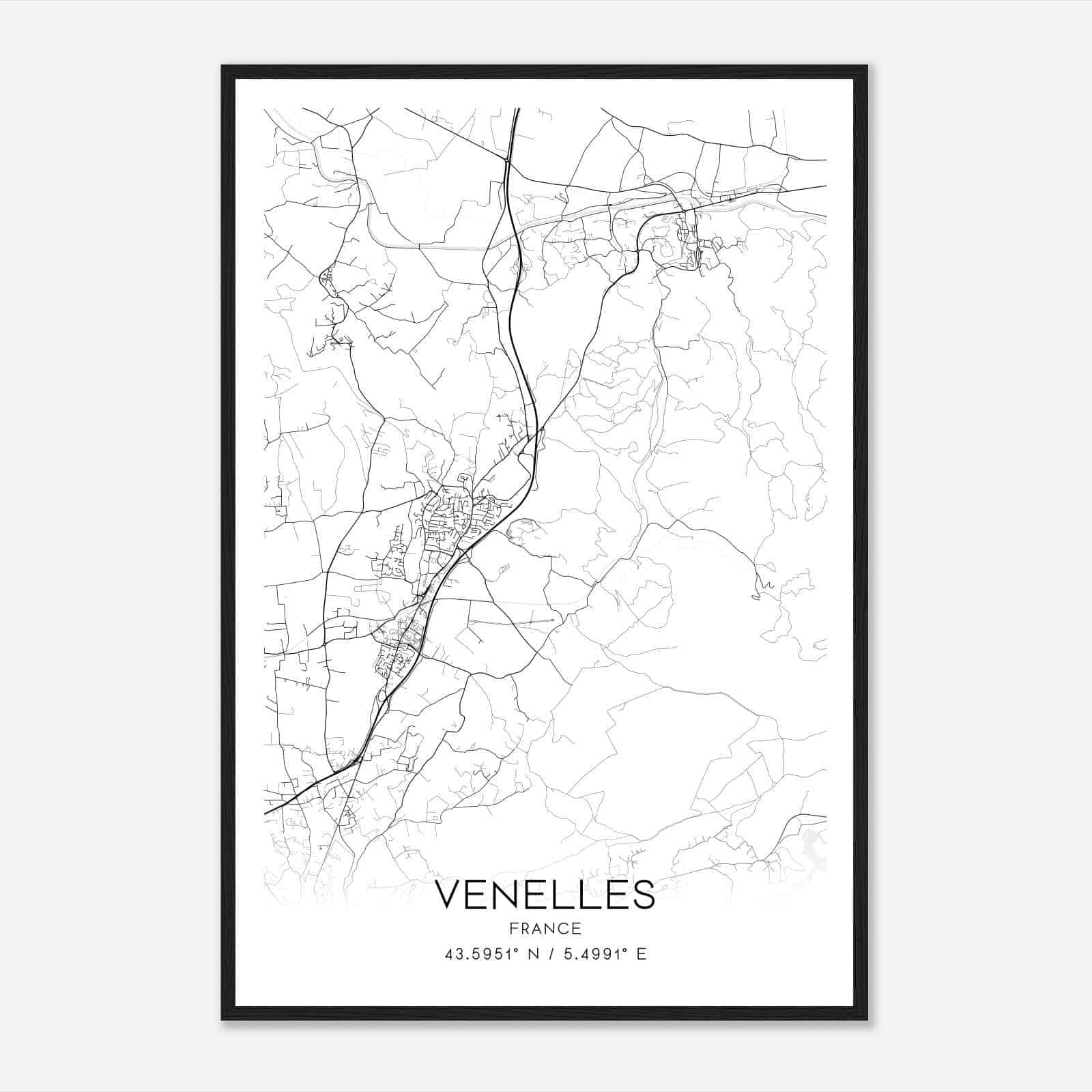 Venelles France Map Poster, Modern Home Decor Wall Art Print