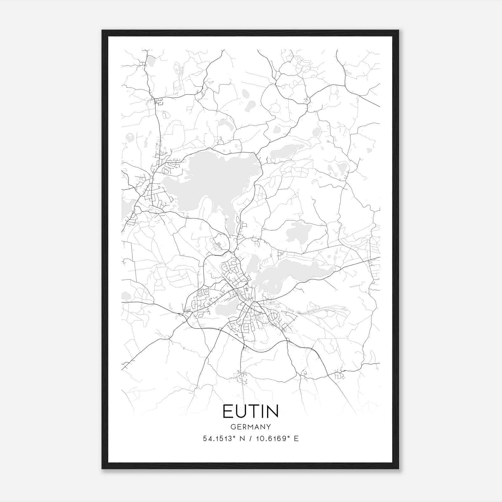 Eutin Germany Map Poster, Modern Home Decor Wall Art Print