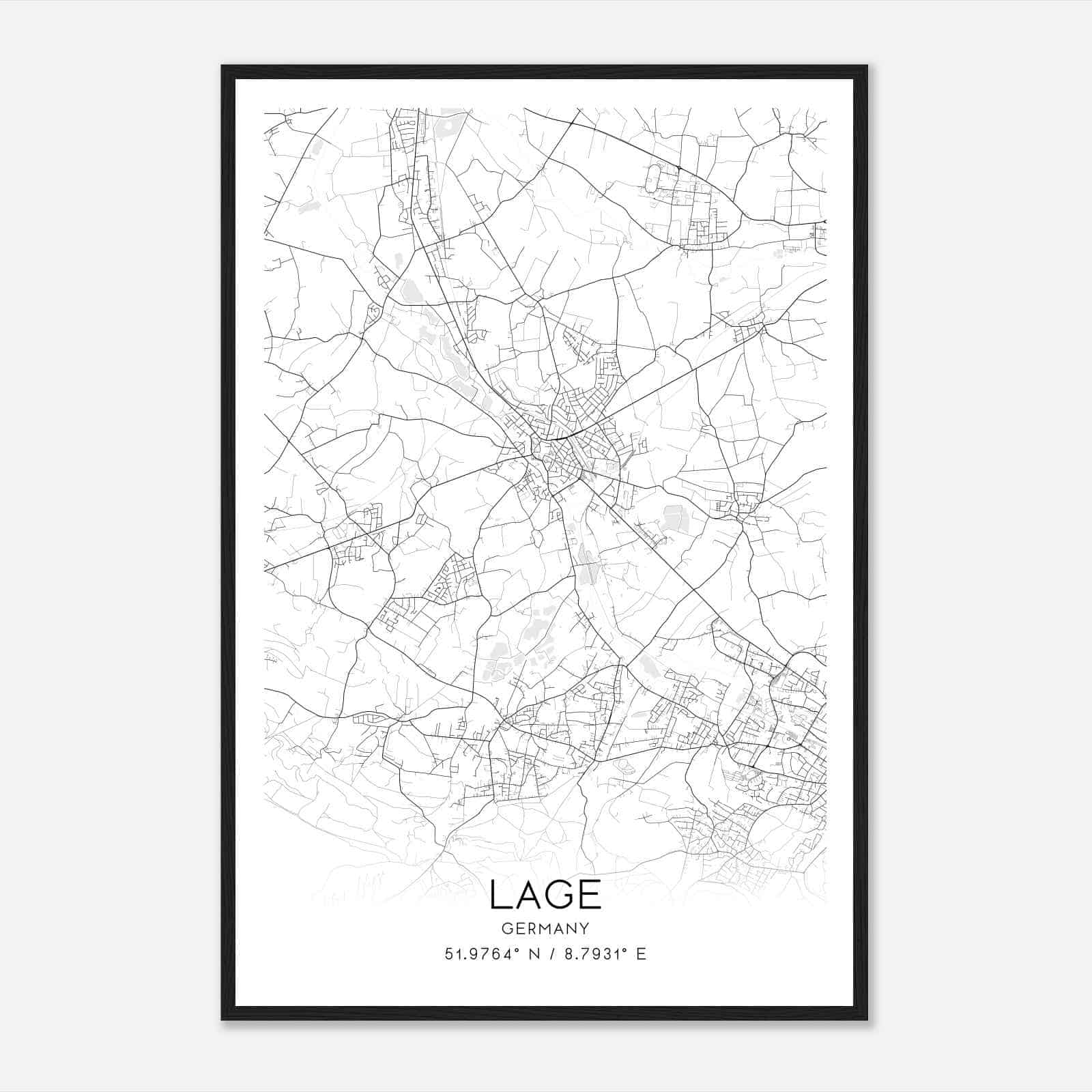 Lage Germany Map Poster, Modern Home Decor Wall Art Print