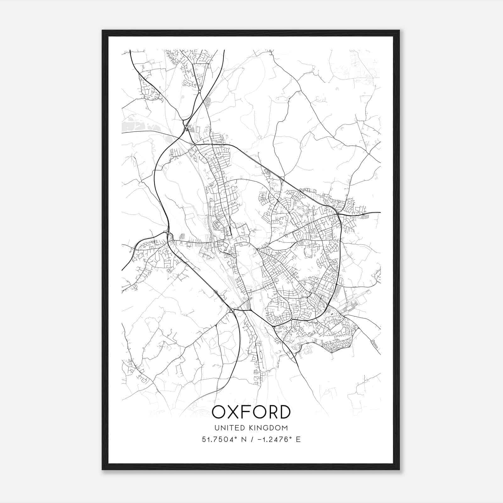 Oxford United Kingdom Map Poster, Modern Home Decor Wall Art Print