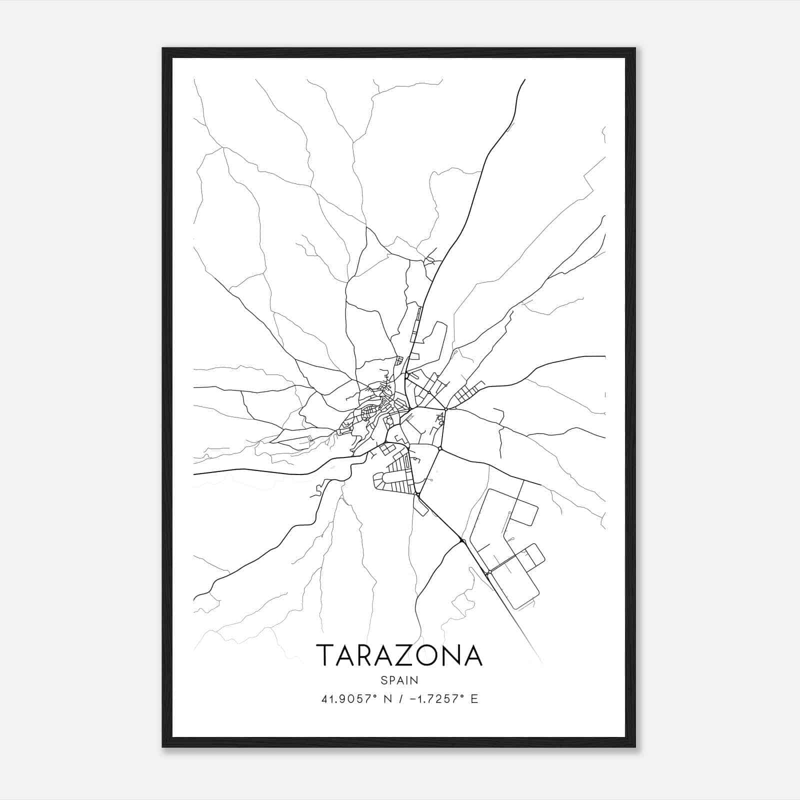 Tarazona de Aragon Spain Map Poster, Modern Home Decor Wall Art Print