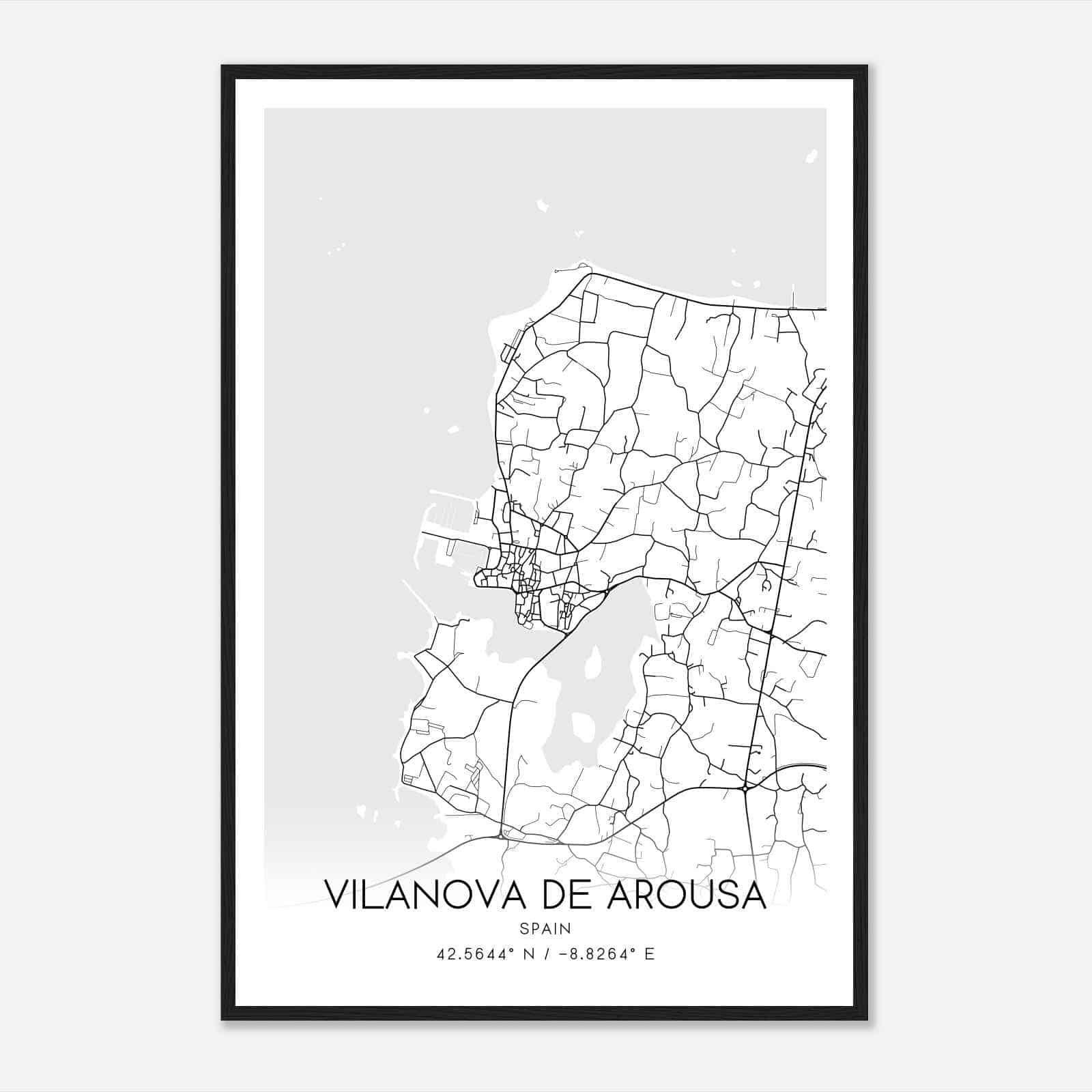 Villanueva de Arosa Spain Map Poster, Modern Home Decor Wall Art Print