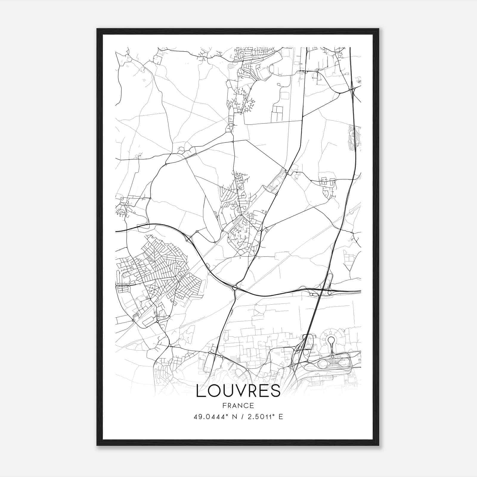 Louvres France Map Poster, Modern Home Decor Wall Art Print Louvres France Map Poster, Modern Home Decor Wall Art Print