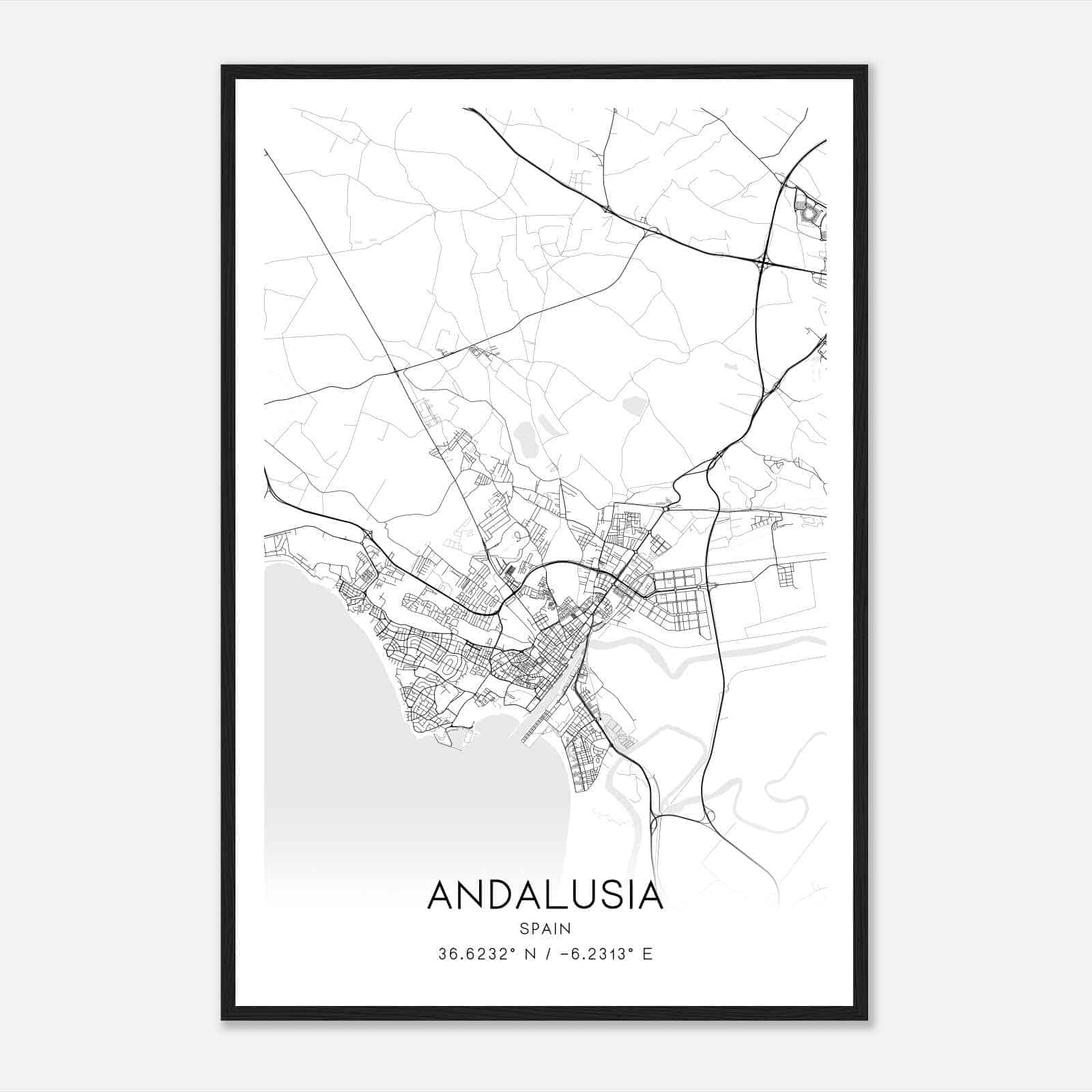 El Puerto de Santa Maria Spain Map Poster, Modern Home Decor Wall Art Print