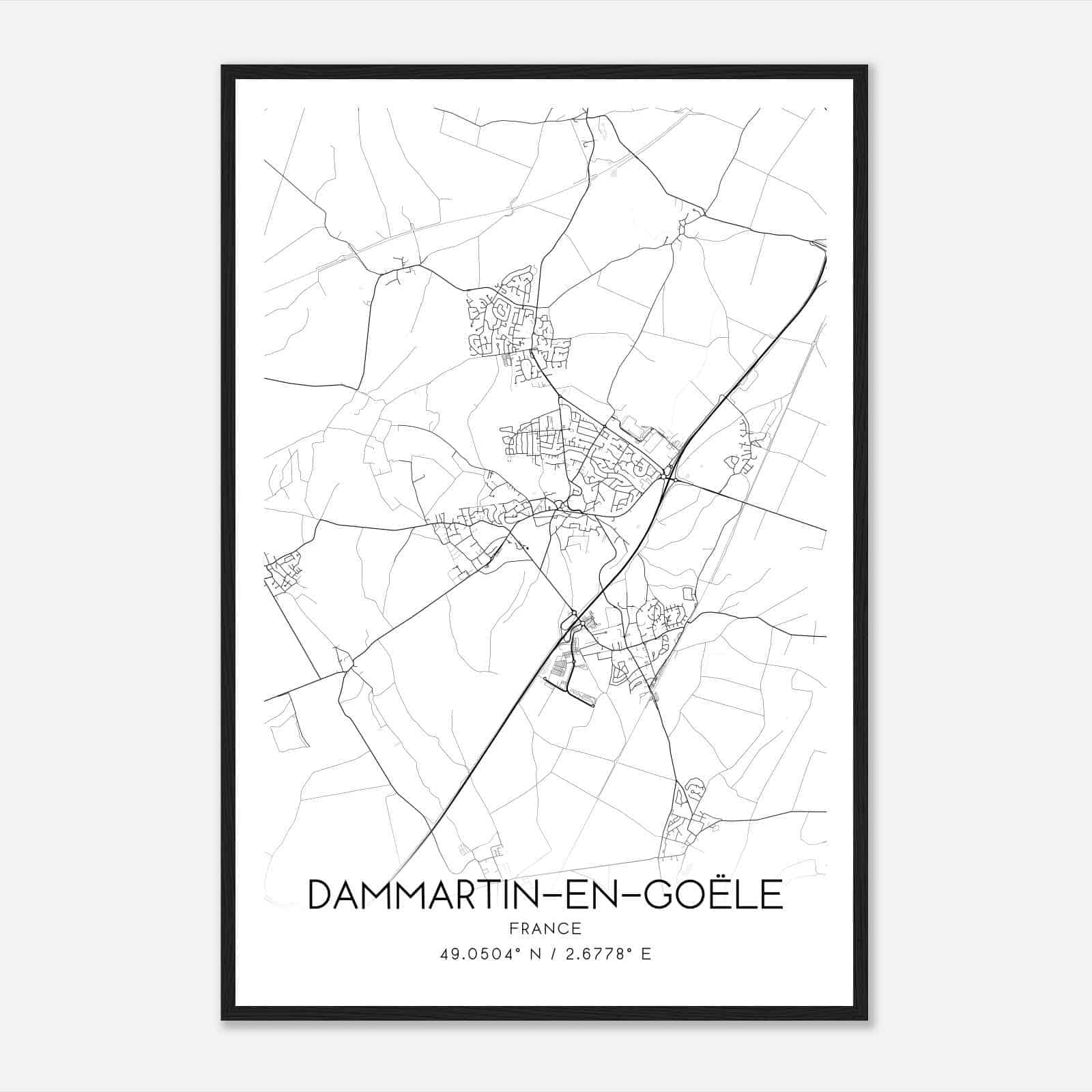 Dammartin-en-Goele France Map Poster, Modern Home Decor Wall Art Print