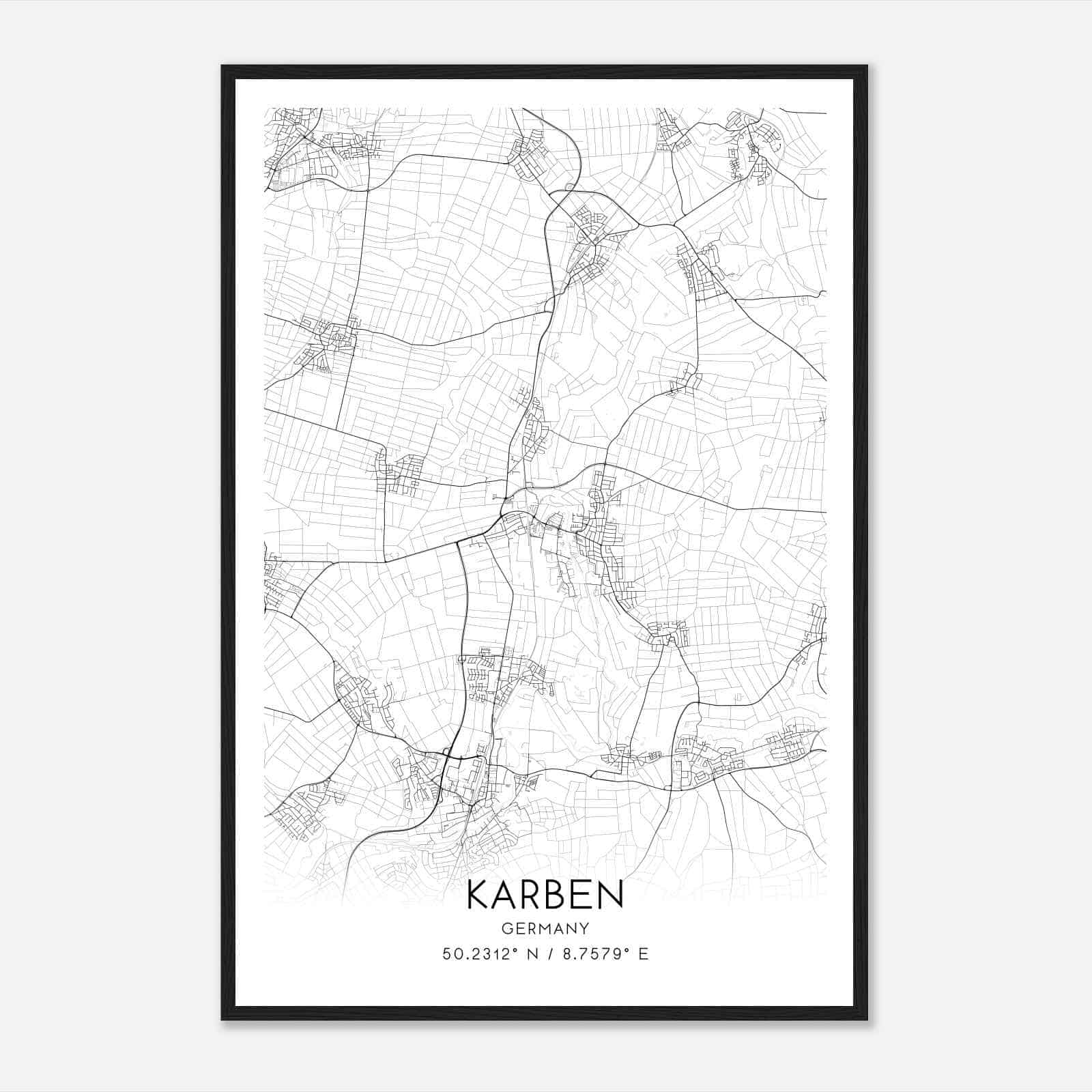 Karben Germany Map Poster, Modern Home Decor Wall Art Print