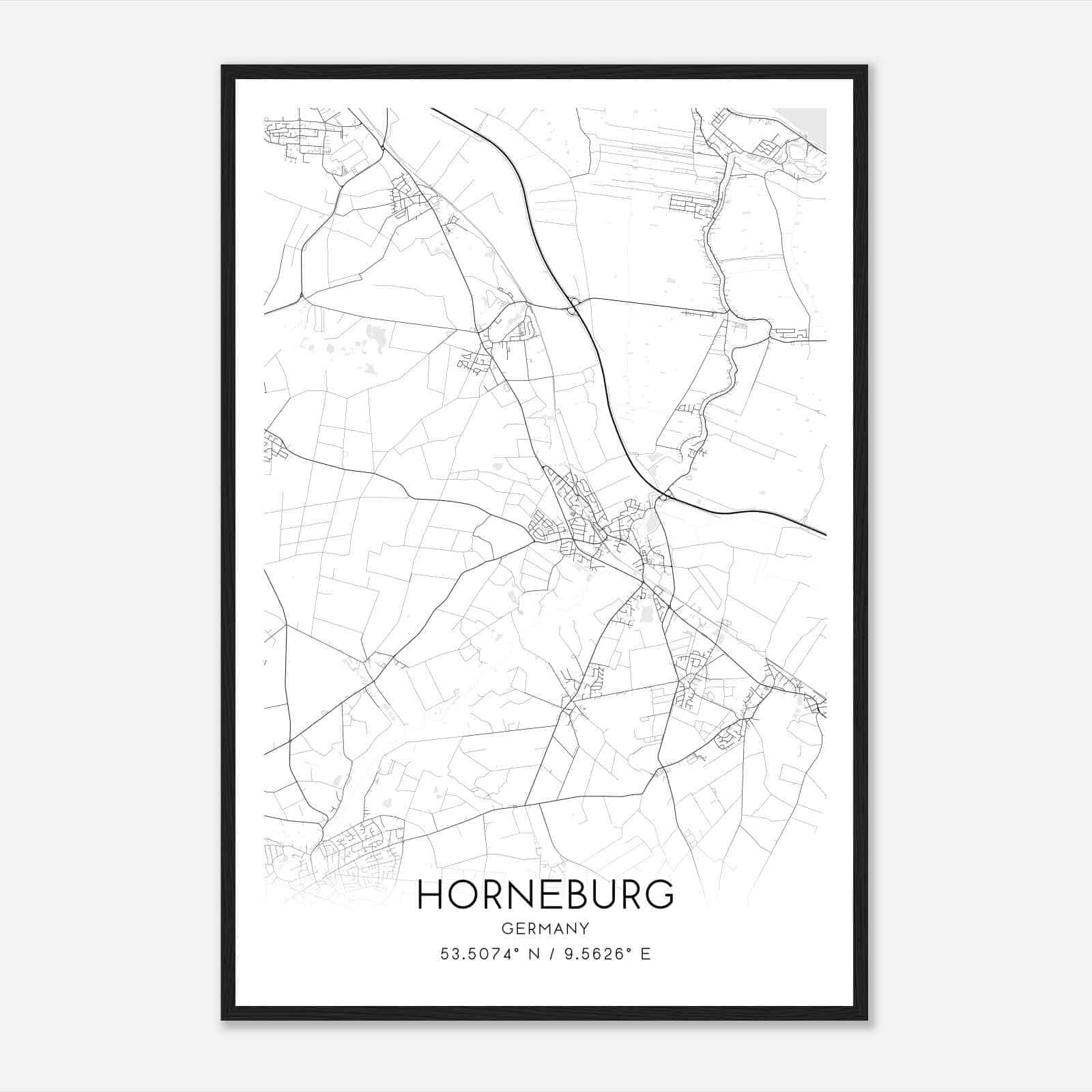 Horneburg Germany Map Poster, Modern Home Decor Wall Art Print
