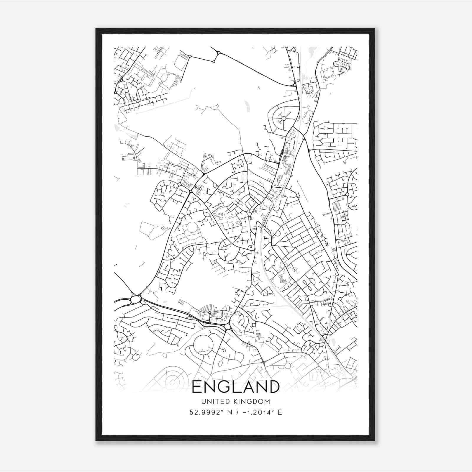 Bulwell United Kingdom Map Poster, Modern Home Decor Wall Art Print