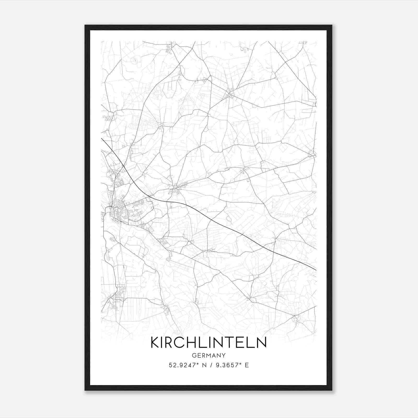 Kirchlinteln Germany Map Poster, Modern Home Decor Wall Art Print