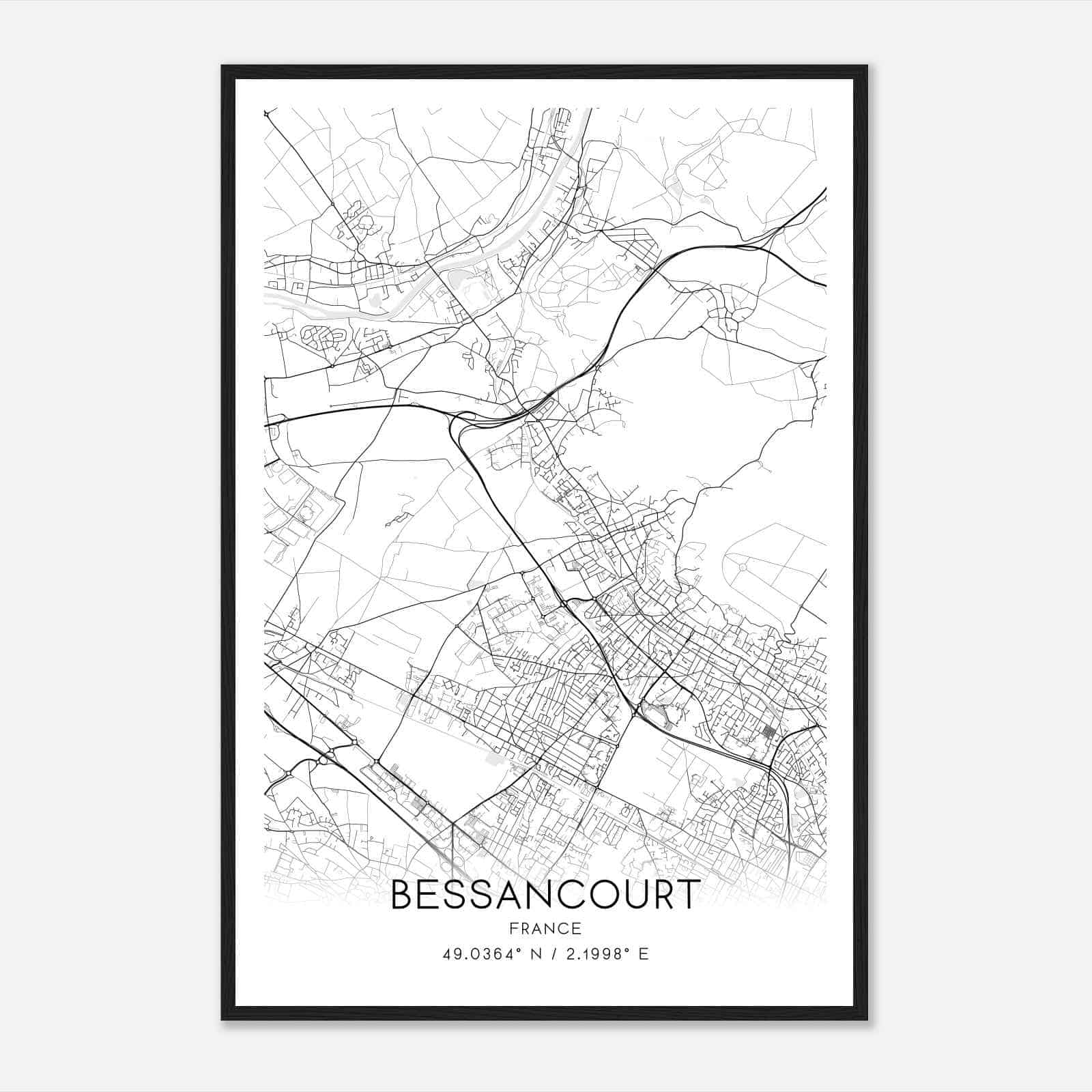 Bessancourt France Map Poster, Modern Home Decor Wall Art Print