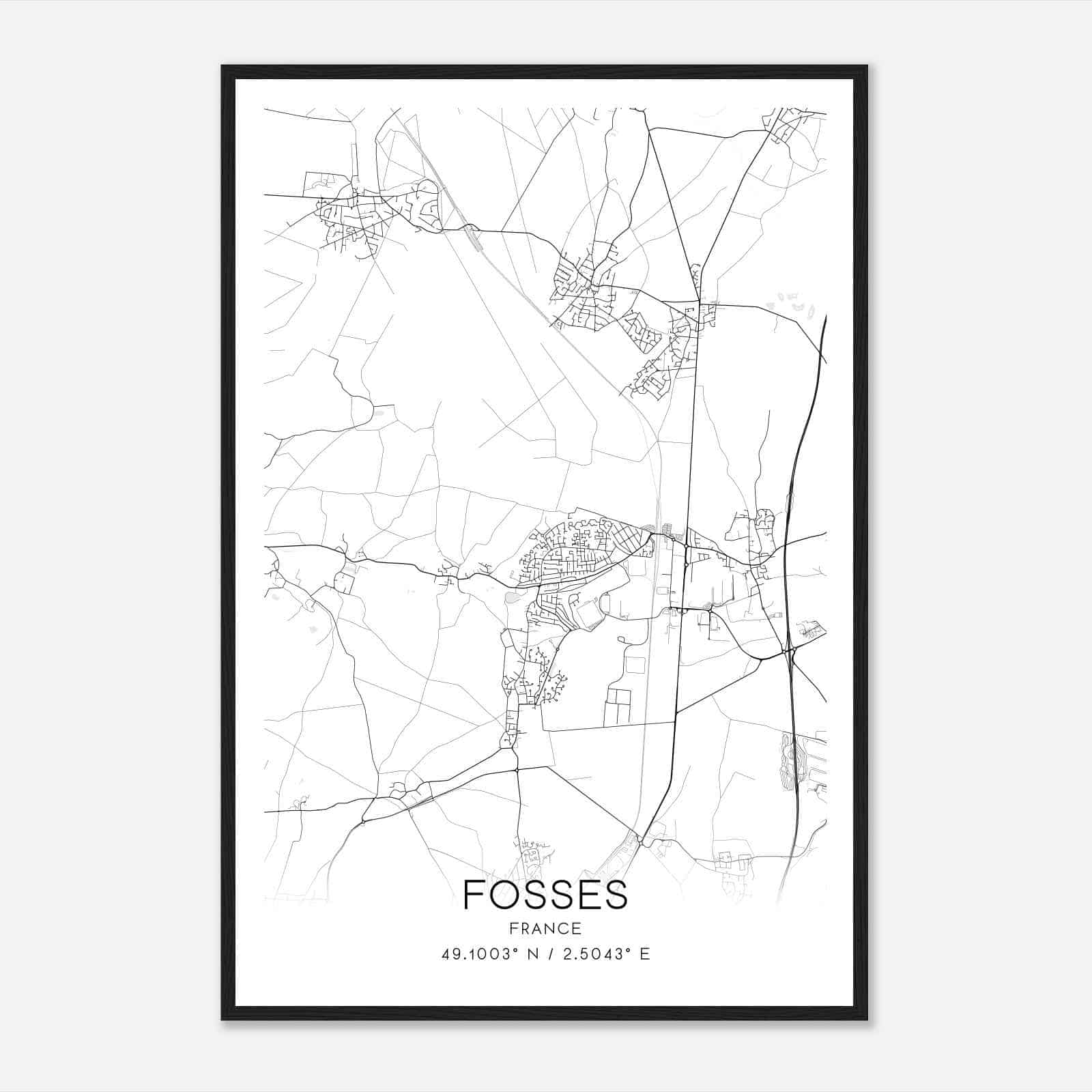Fosses France Map Poster, Modern Home Decor Wall Art Print Fosses France Map Poster, Modern Home Decor Wall Art Print