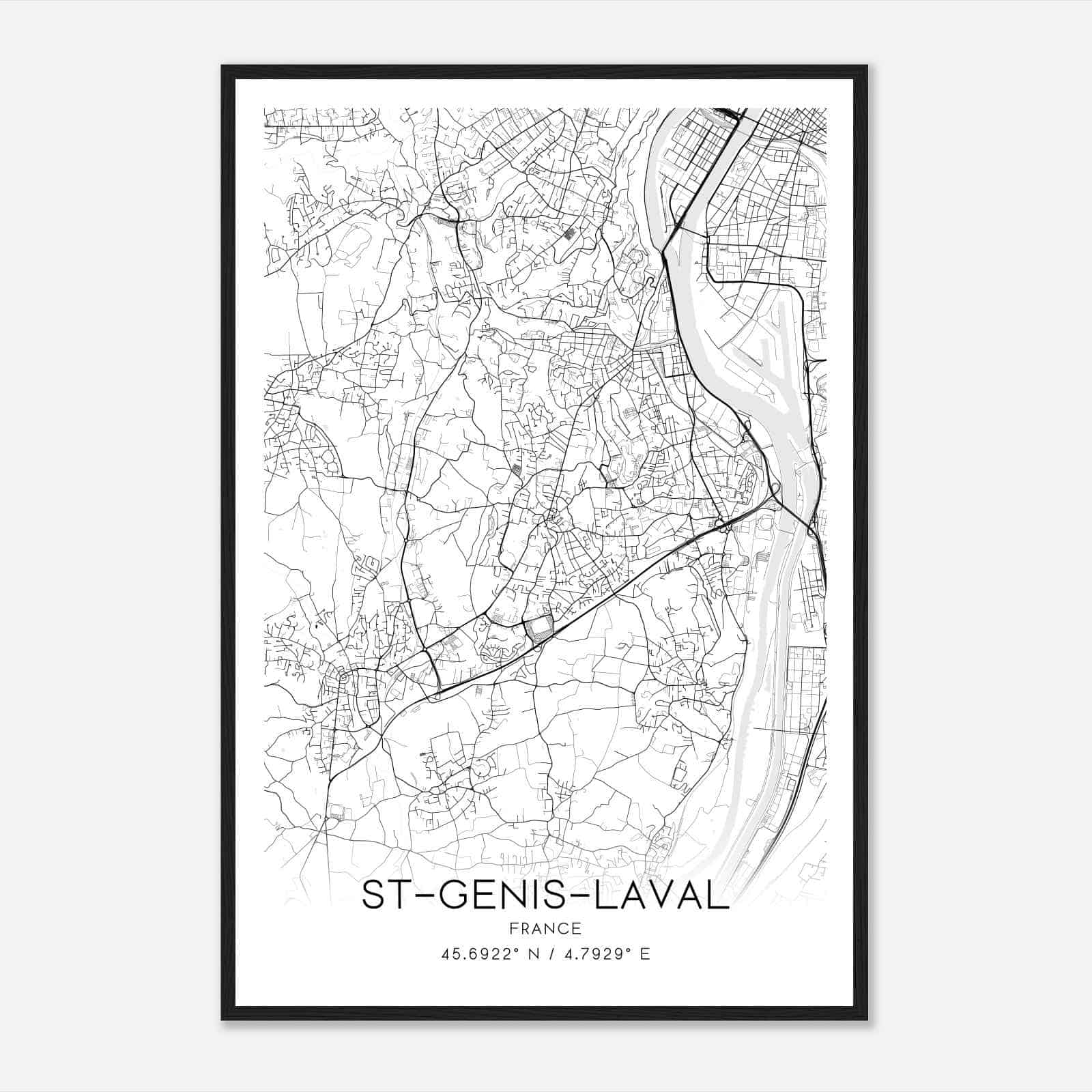 Saint-Genis-Laval France Map Poster, Modern Home Decor Wall Art Print