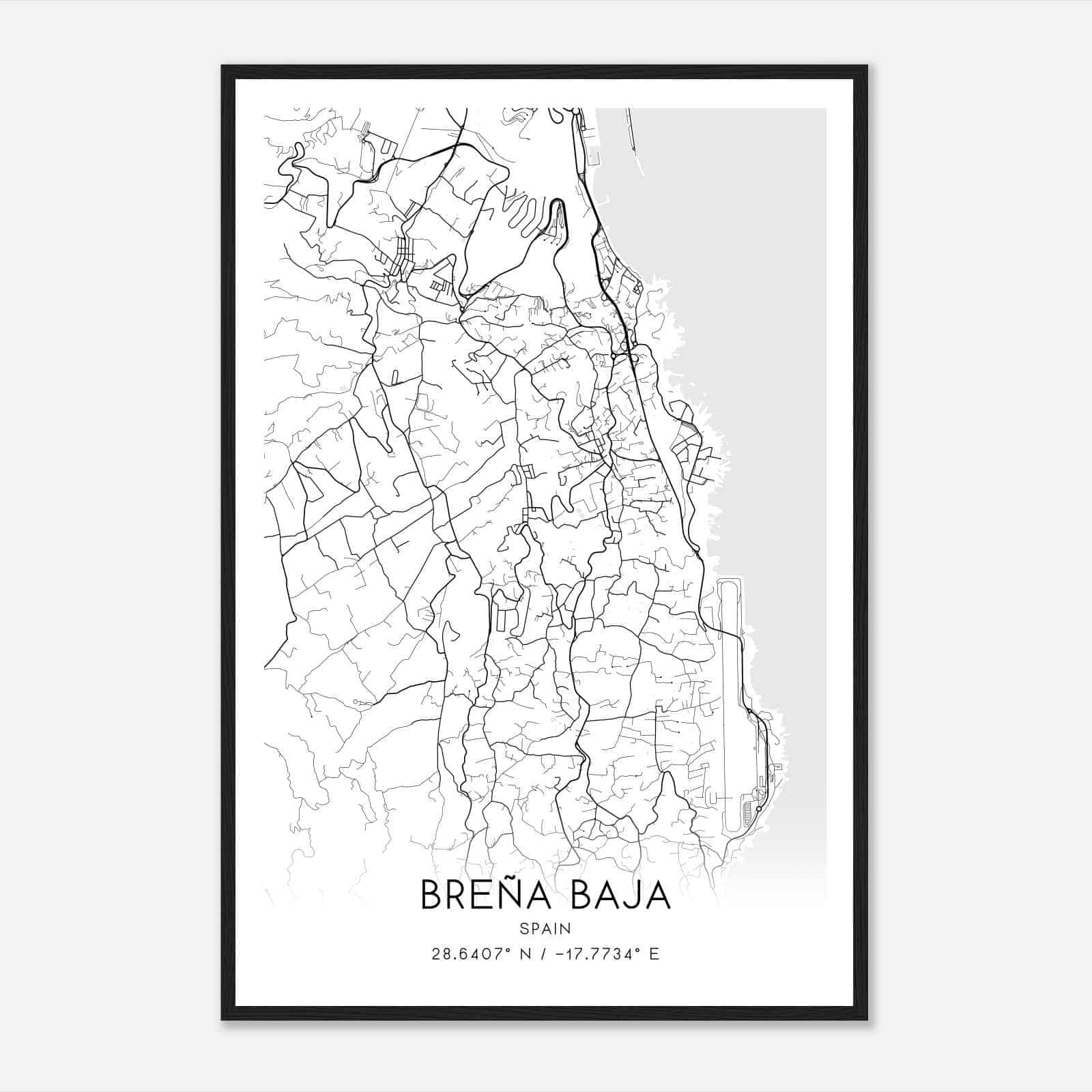 Brena Baja Spain Map Poster, Modern Home Decor Wall Art Print