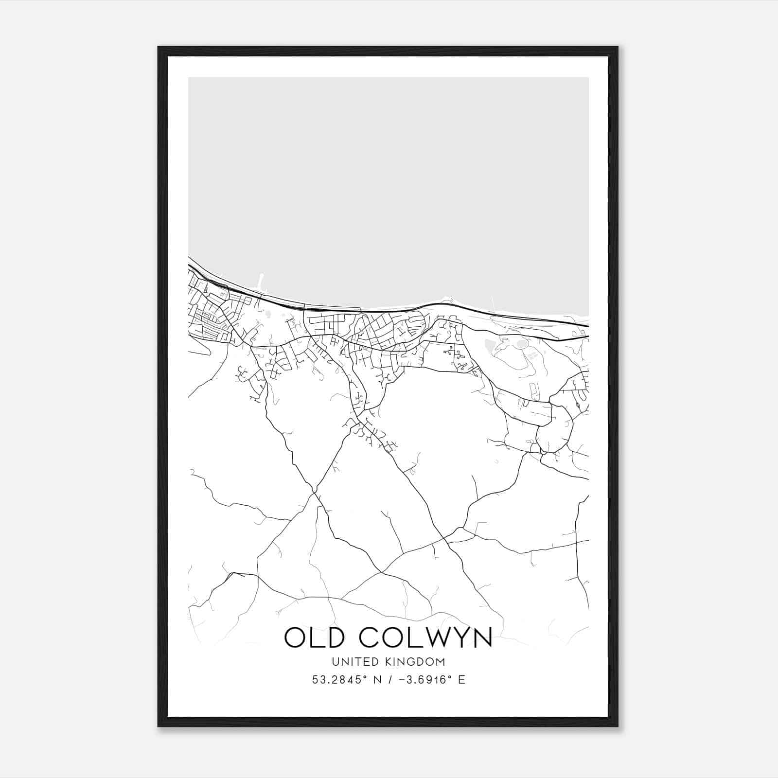 Old Colwyn United Kingdom Map Poster, Modern Home Decor Wall Art Print