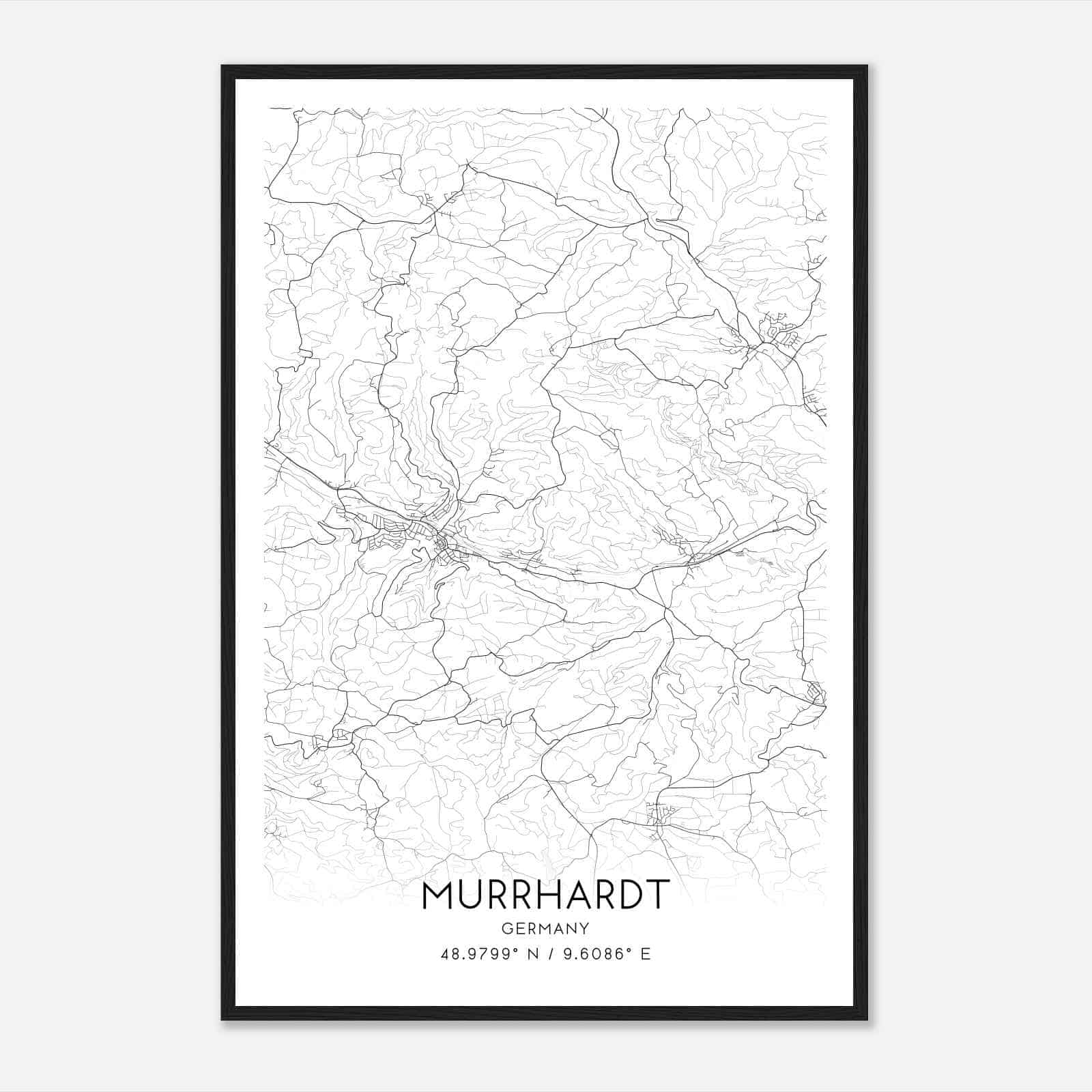 Murrhardt Germany Map Poster, Modern Home Decor Wall Art Print