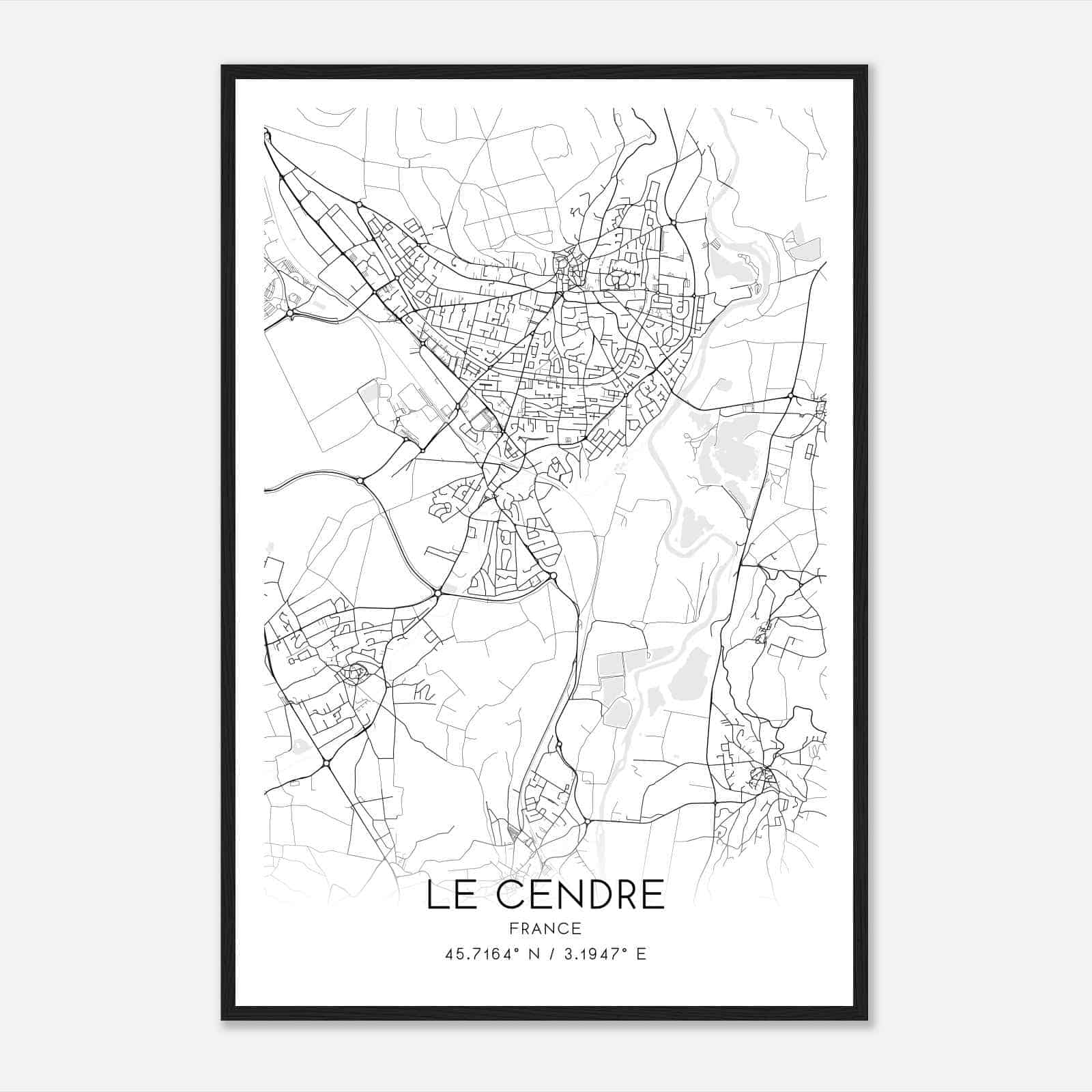 Le Cendre France Map Poster, Modern Home Decor Wall Art Print